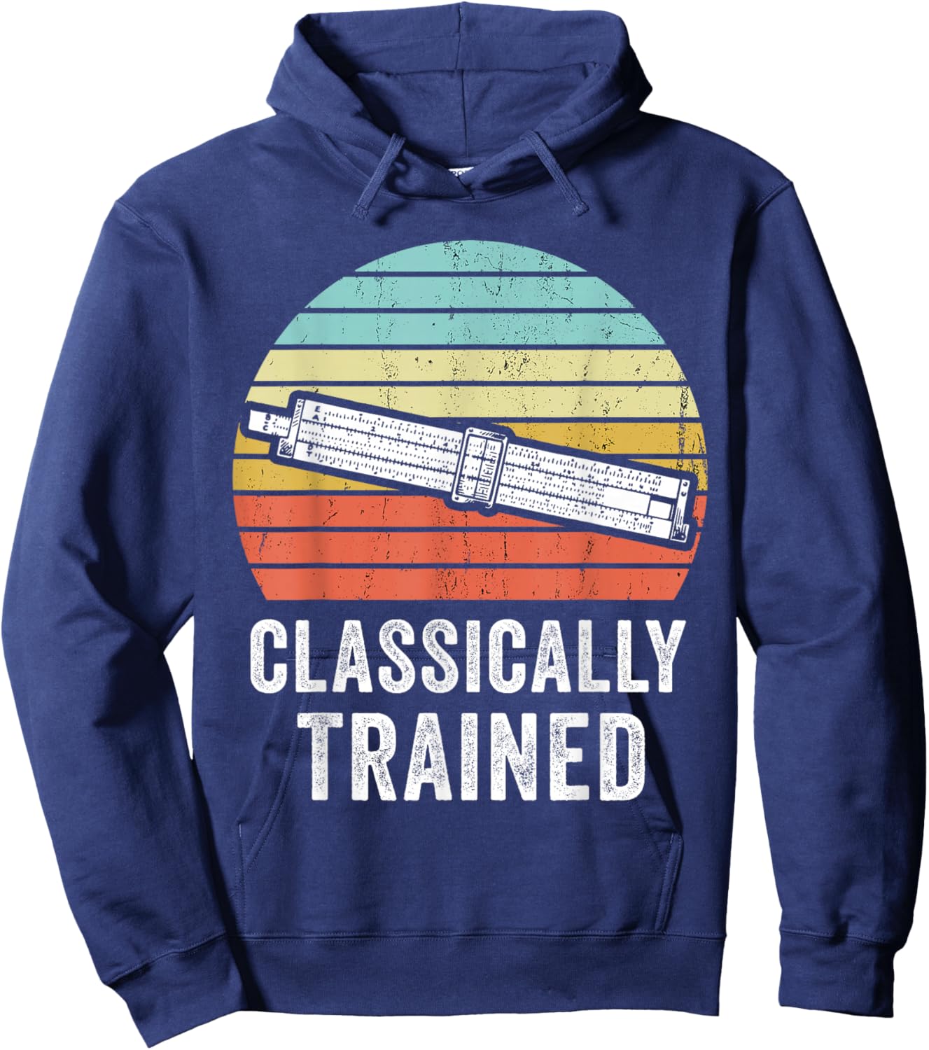Classically Trained Slide Rule Mechanical Analog Calculator Hoodie - Hoodie | Navy