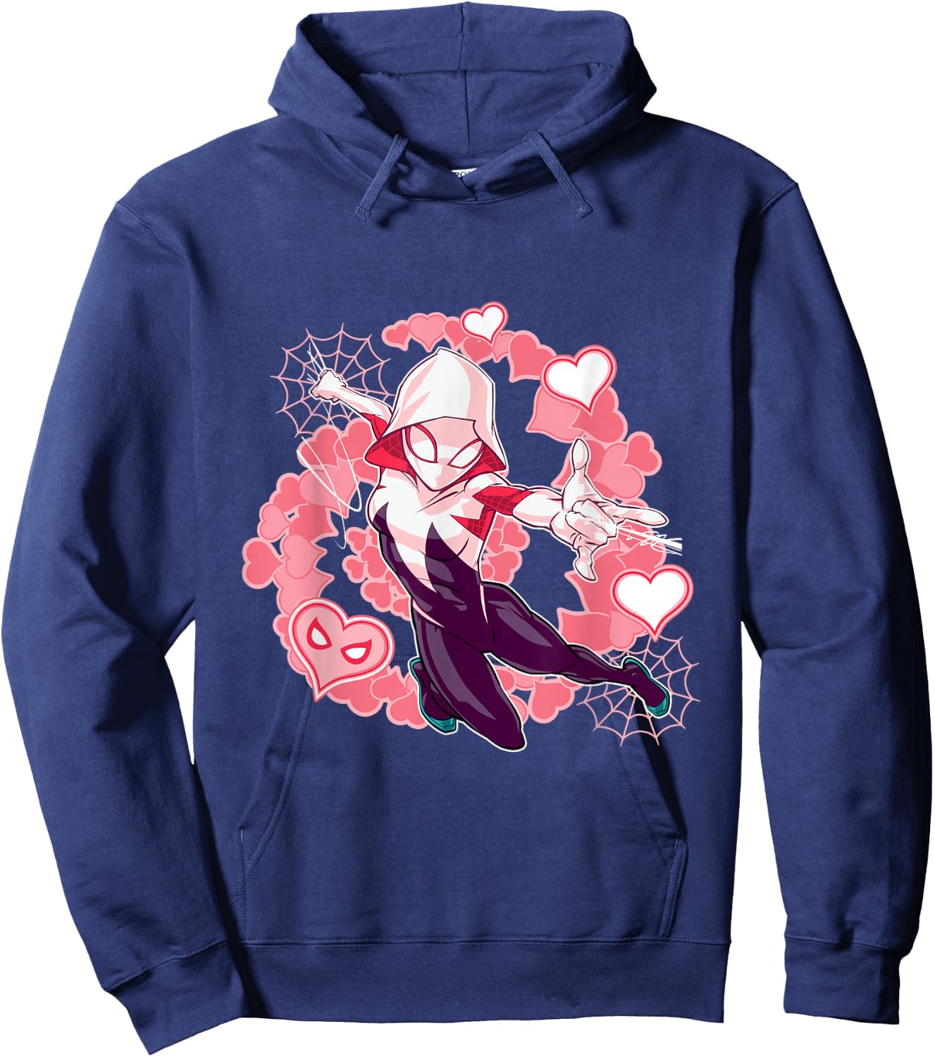 Marvel Spider-Man Into The Spider-Verse Gwen Stacy Hearts Hoodie - Hoodie | Navy