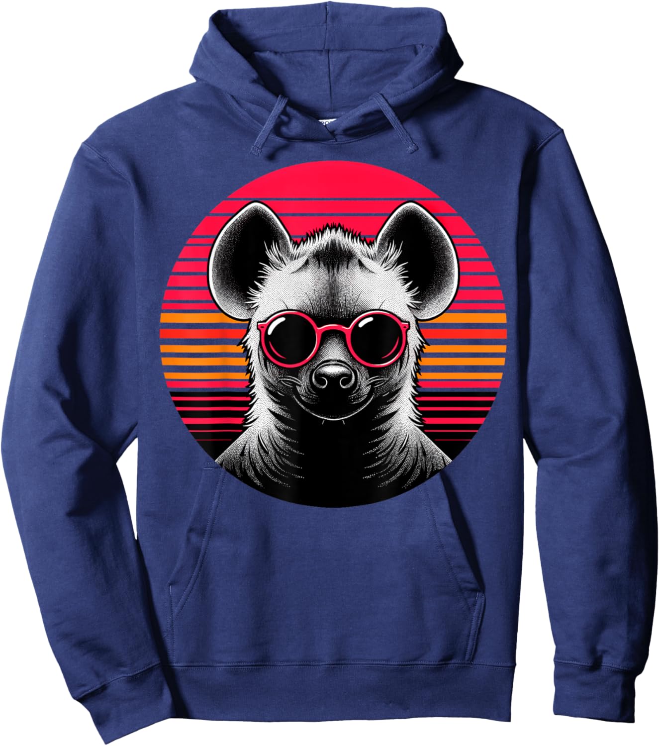 Hyena Retro Vintage Sunset Animal Sunglasses 70s Hoodie - Hoodie | Navy