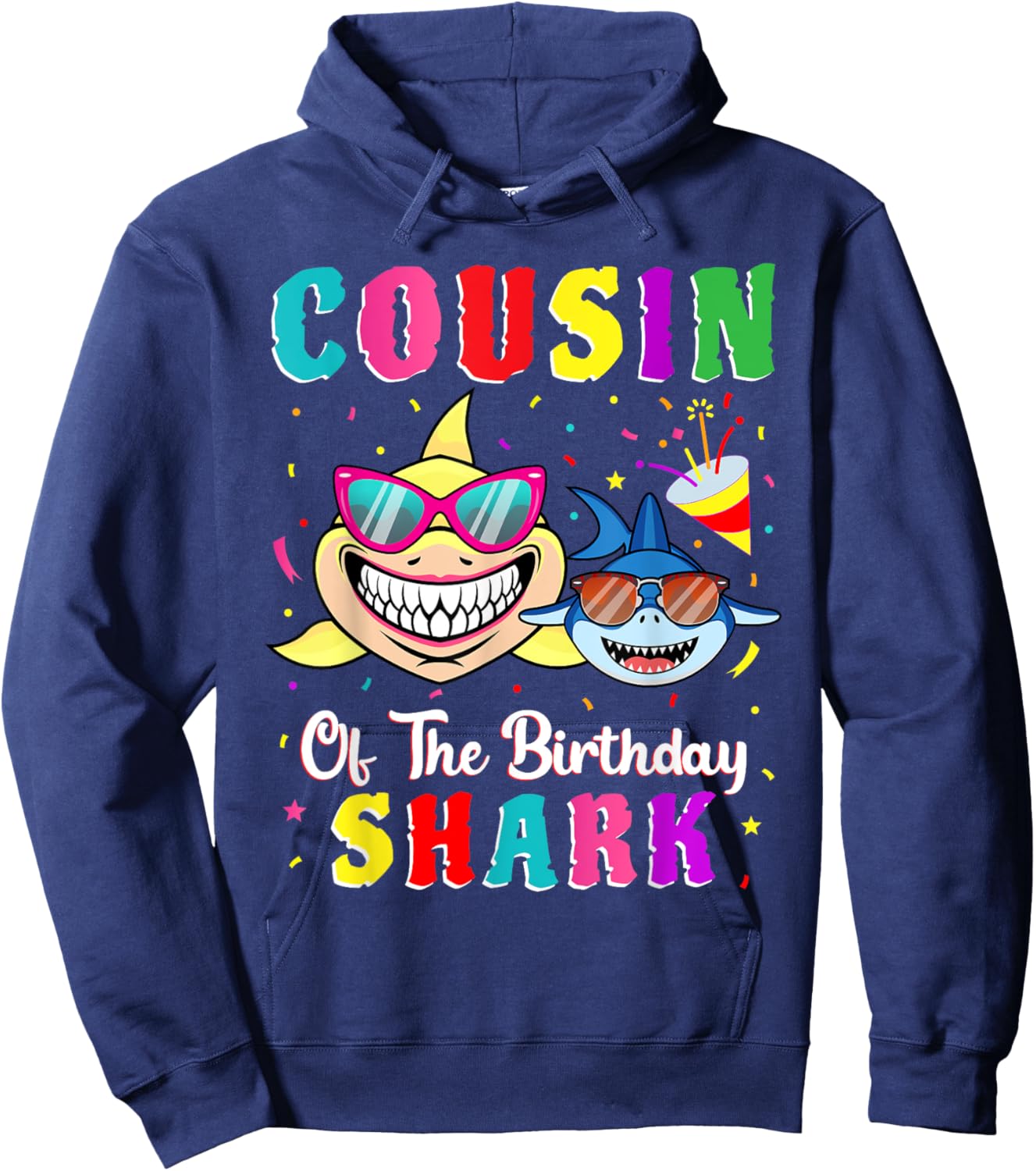 Cousin Of The Shark Birthday Family Matching Birthday Cousin Hoodie - Hoodie | Navy