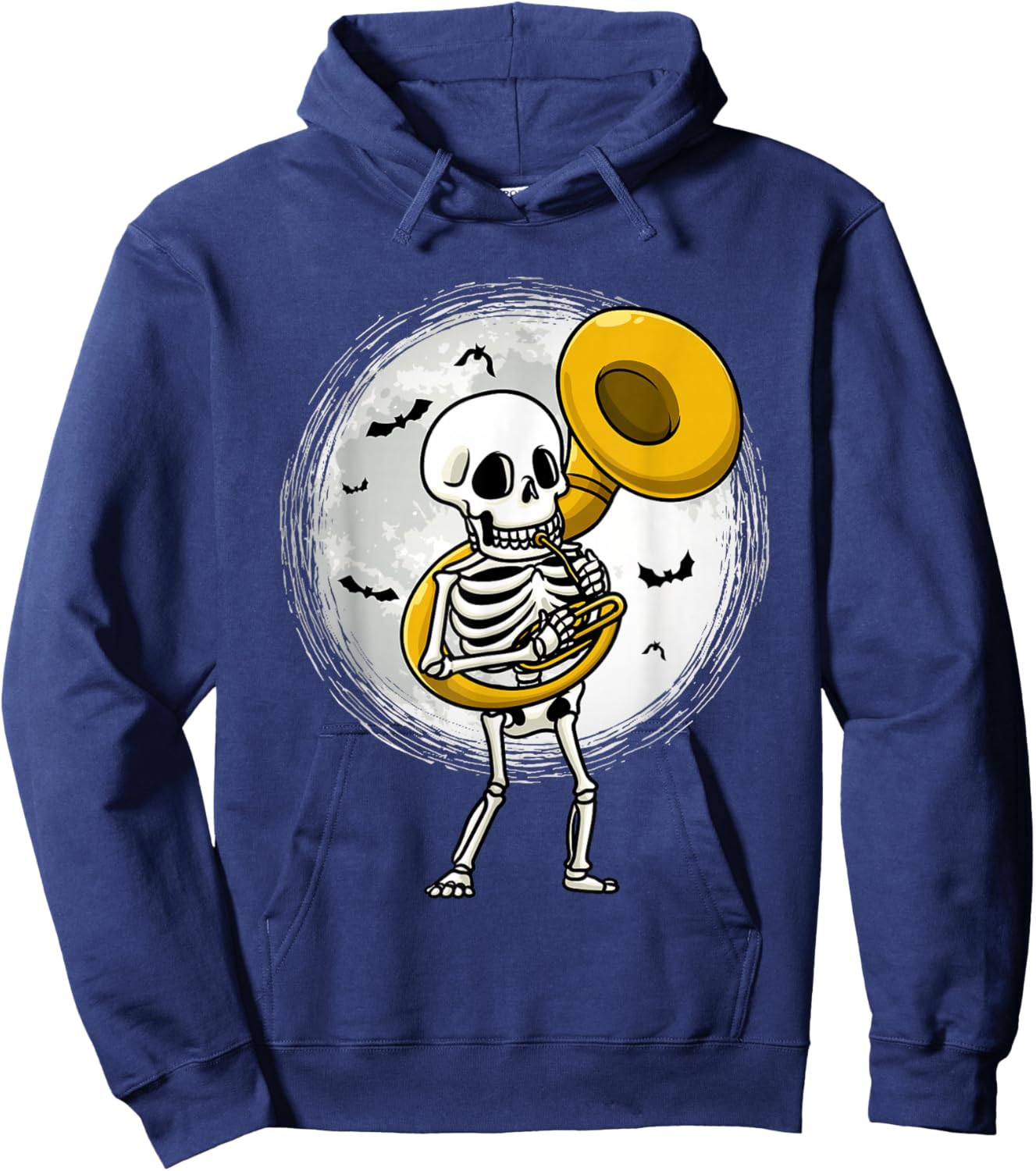 Skeleton Playing Sousaphone Tuba Instrument Halloween Band Hoodie - Hoodie | Navy
