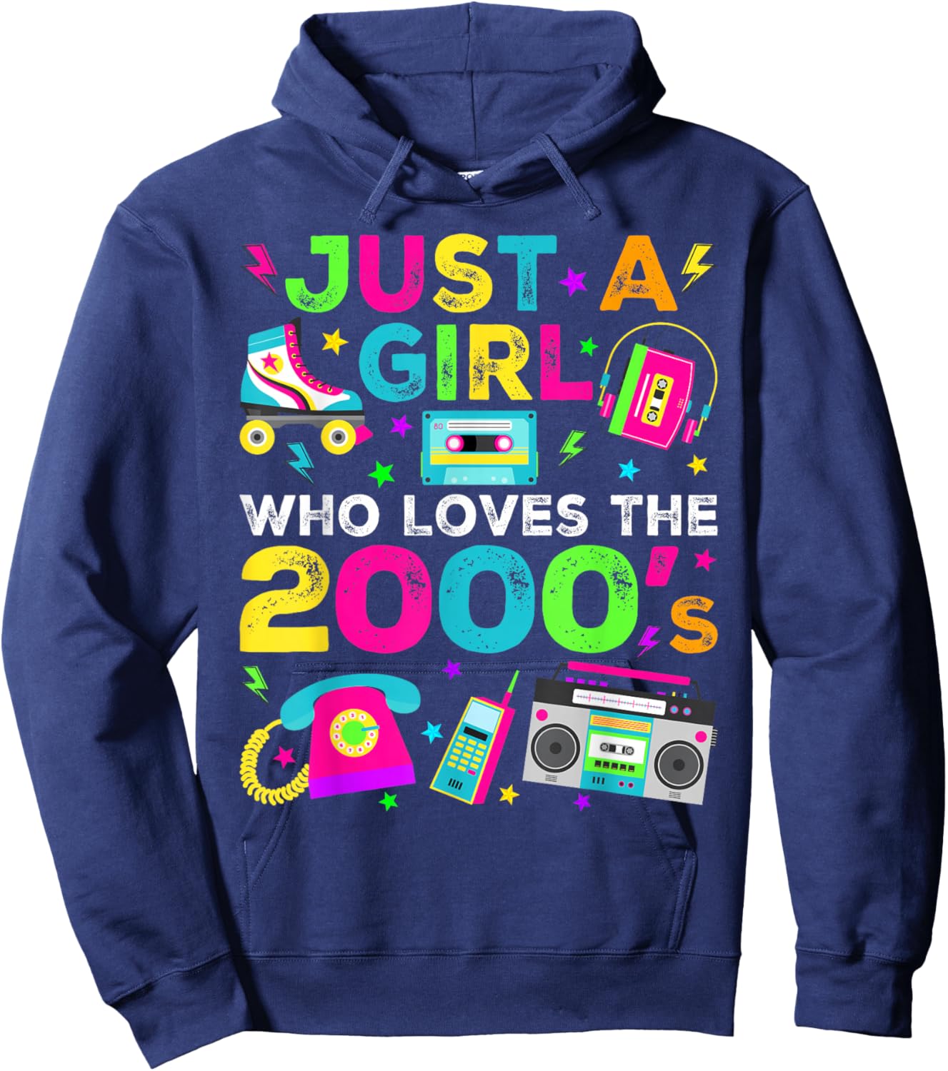 Just A Girl Who Loves The 2000s, 2000's Retro Costume Hoodie - Hoodie | Navy