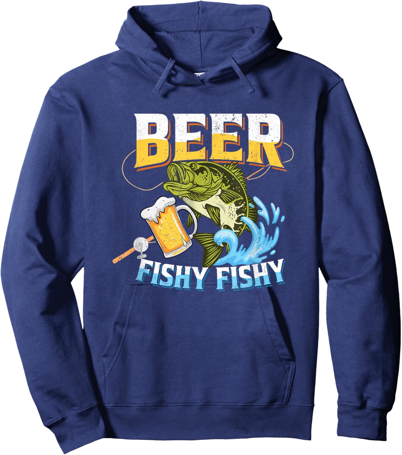 Beer Fishy Fishy Funny Bass Fishing Beer Lover Men Dad Jokes Hoodie - Hoodie | Navy