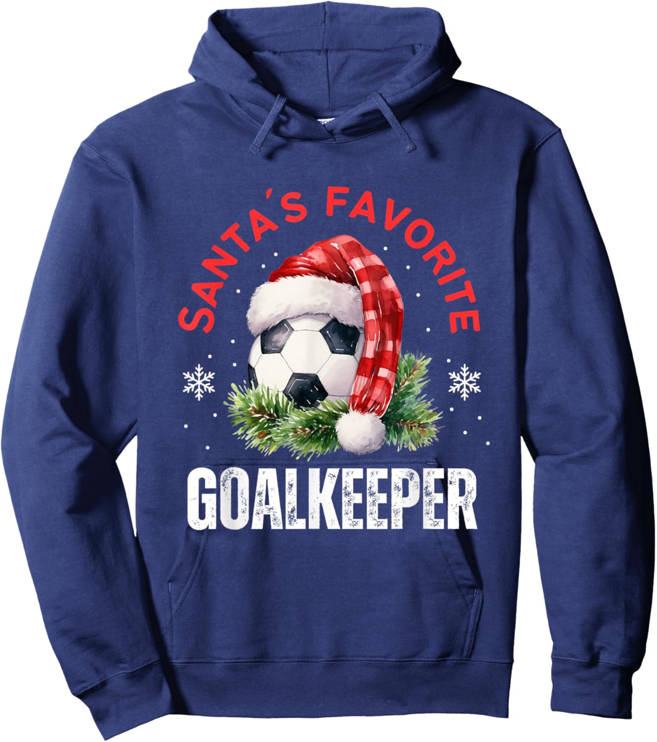 Santa's Favorite Goalkeeper Soccer Christmas Player Funny Hoodie - Hoodie | Navy