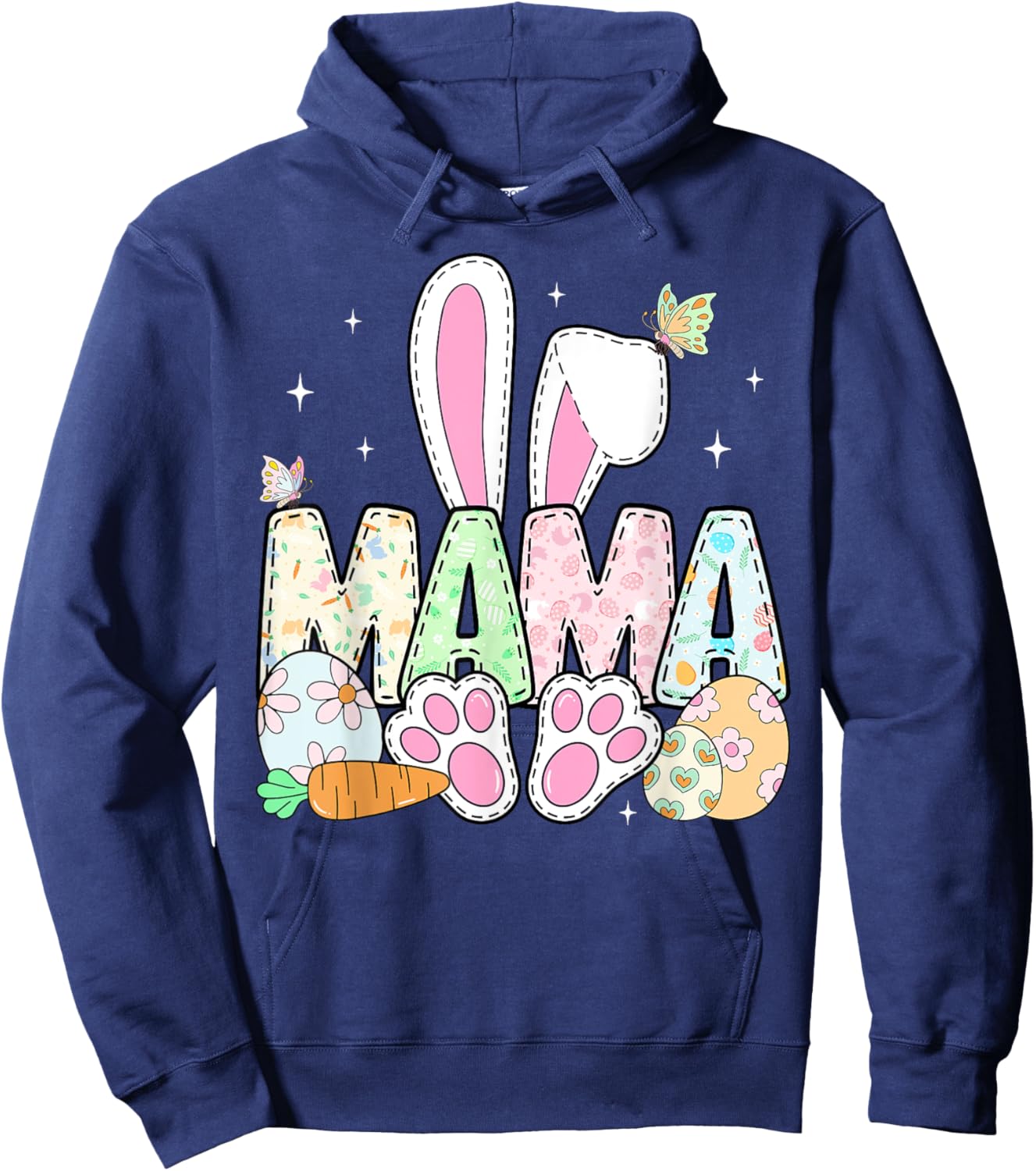 Easter Bunny Mama Spring Eggs Hunting Family Matching Easter Hoodie - Hoodie | Navy