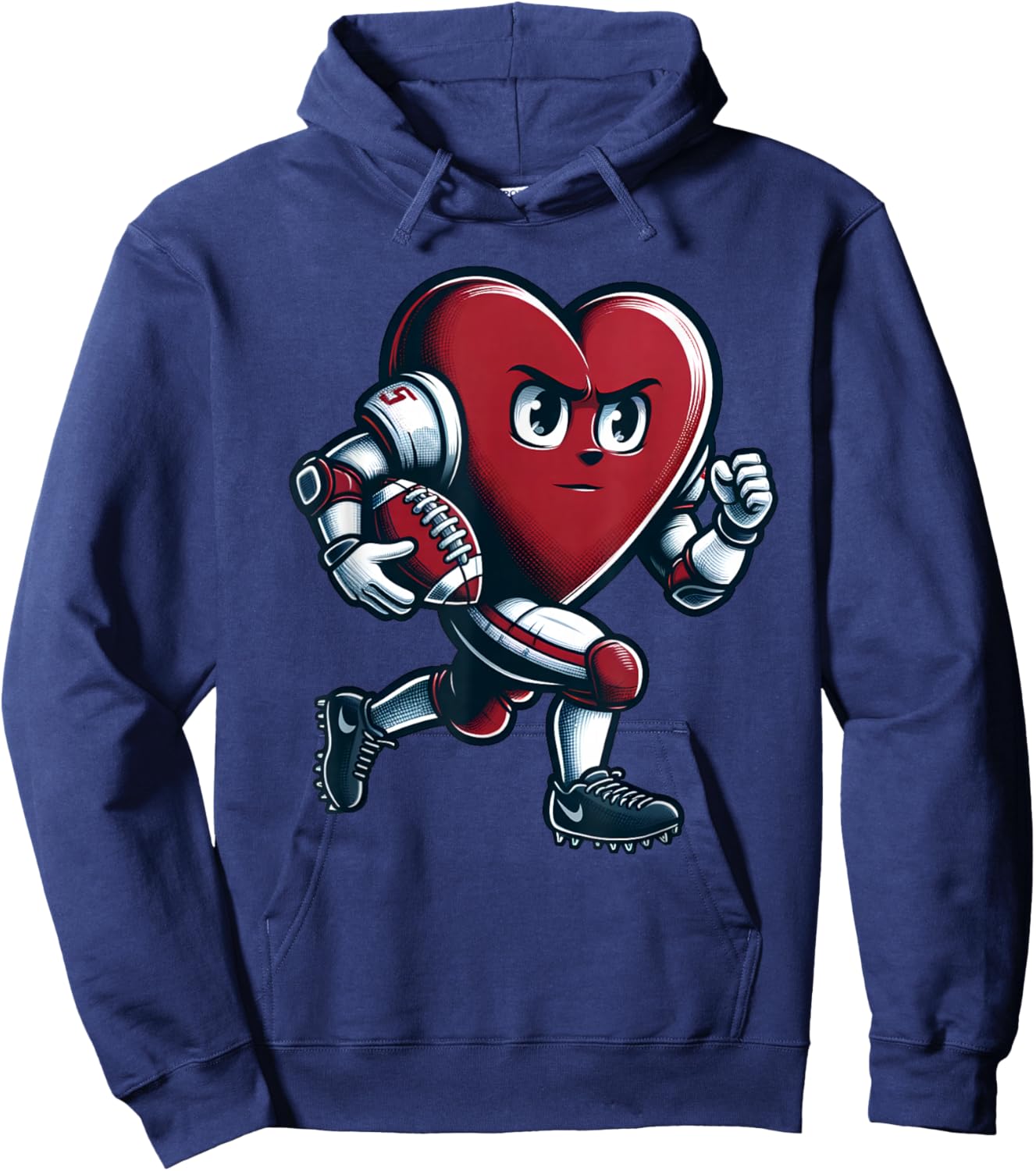 Valentine's Day Heart Football Player Team Sports Hoodie - Hoodie | Navy