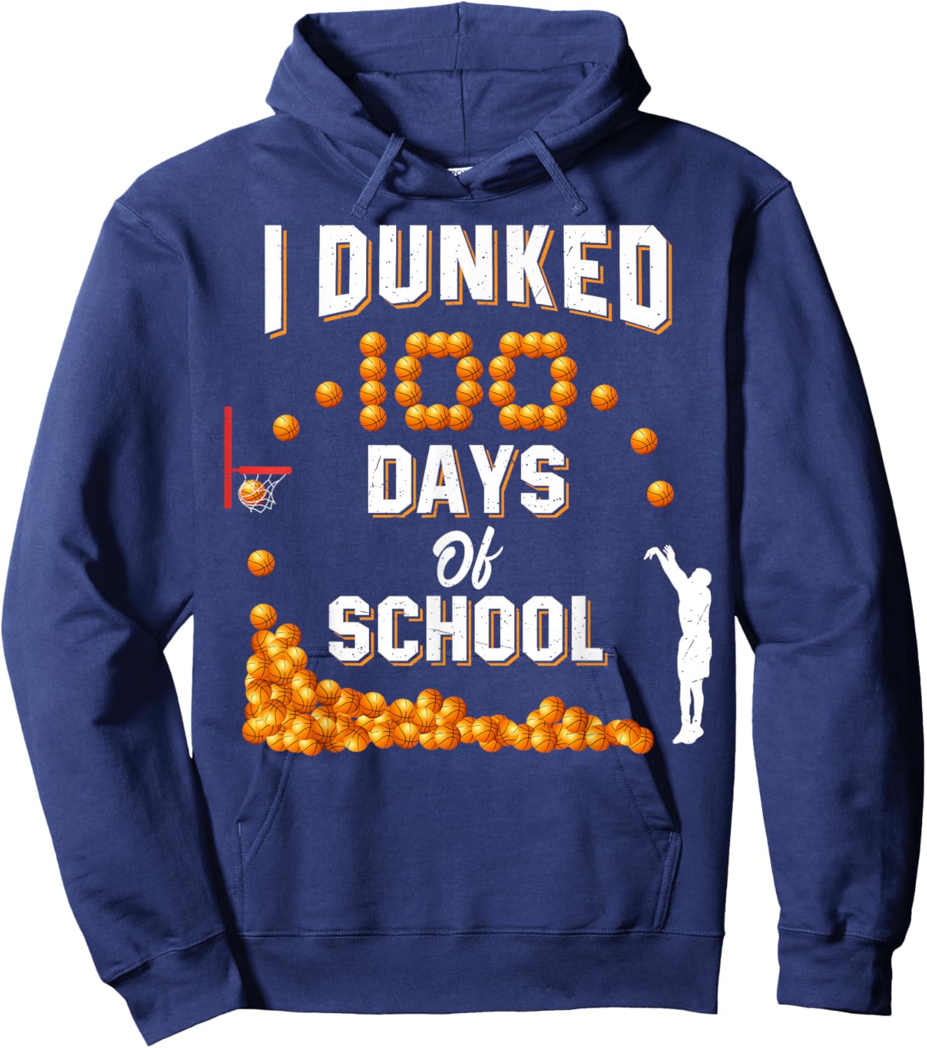 100 Days Of School Basketball Dunked 100th Day For Boys Kids Hoodie - Hoodie | Navy