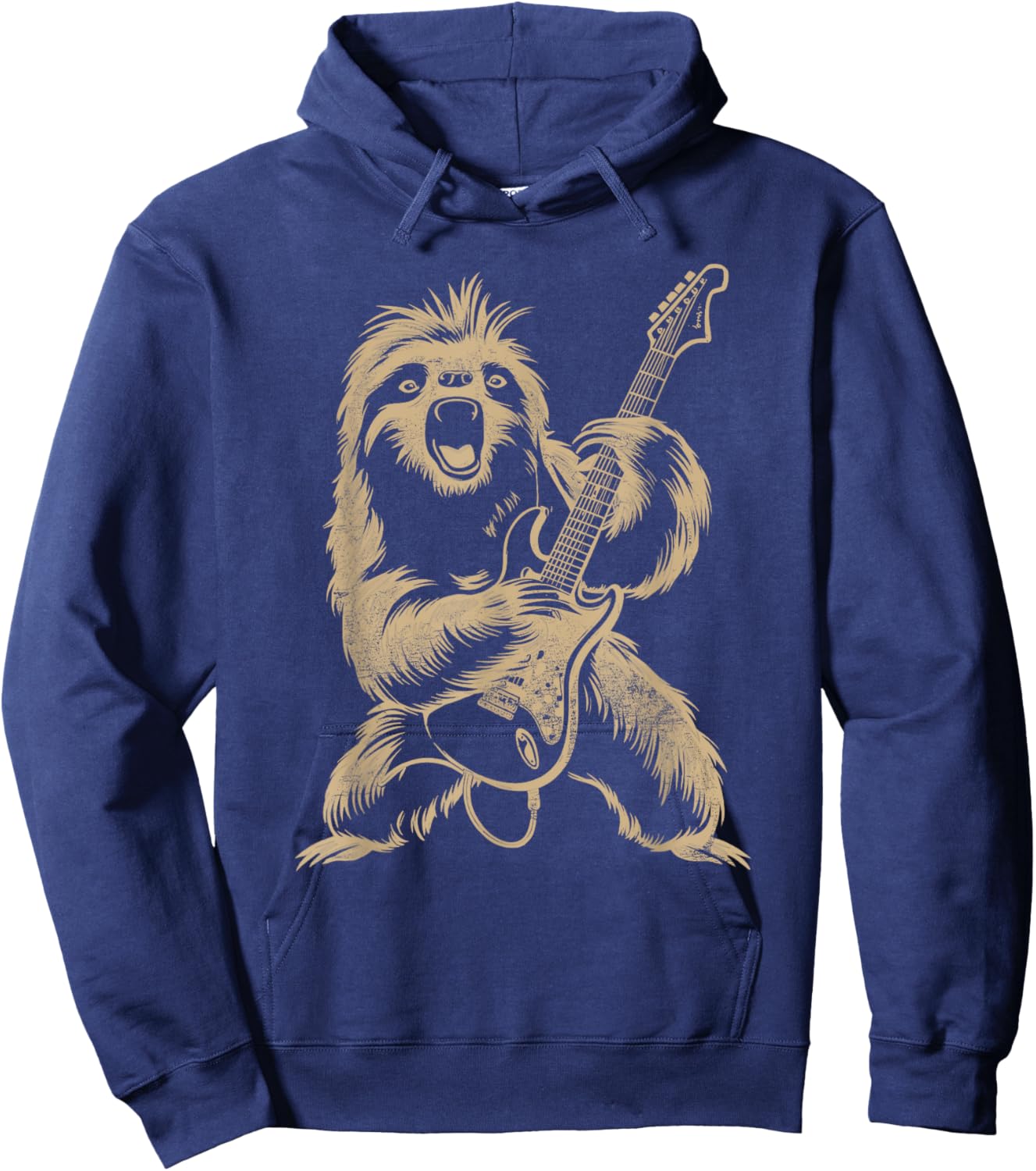 Sloth Playing Guitar Graphic Funny Women Sloth Lover Hoodie - Hoodie | Navy