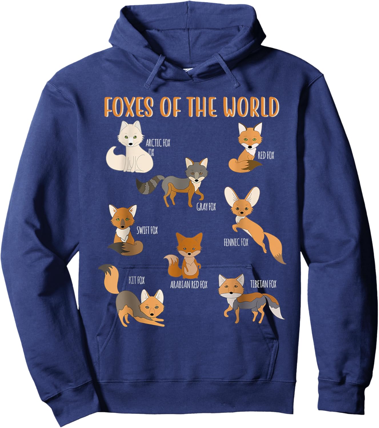 Fox Shirt Kawaii Foxes of the World Fox Animals Lovers Kids Hoodie - Hoodie | Navy