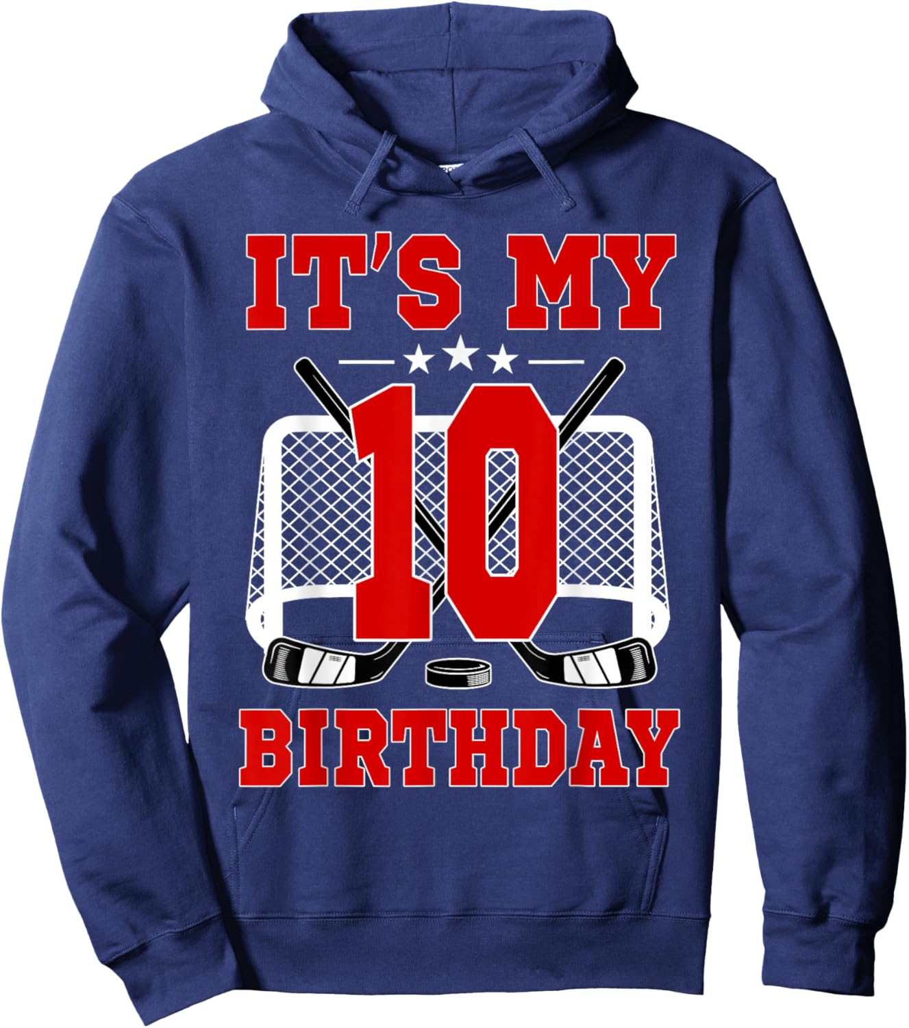 It's My 10th Birthday Girl Ice Hockey Theme 10 Year Old Hoodie - Hoodie | Navy