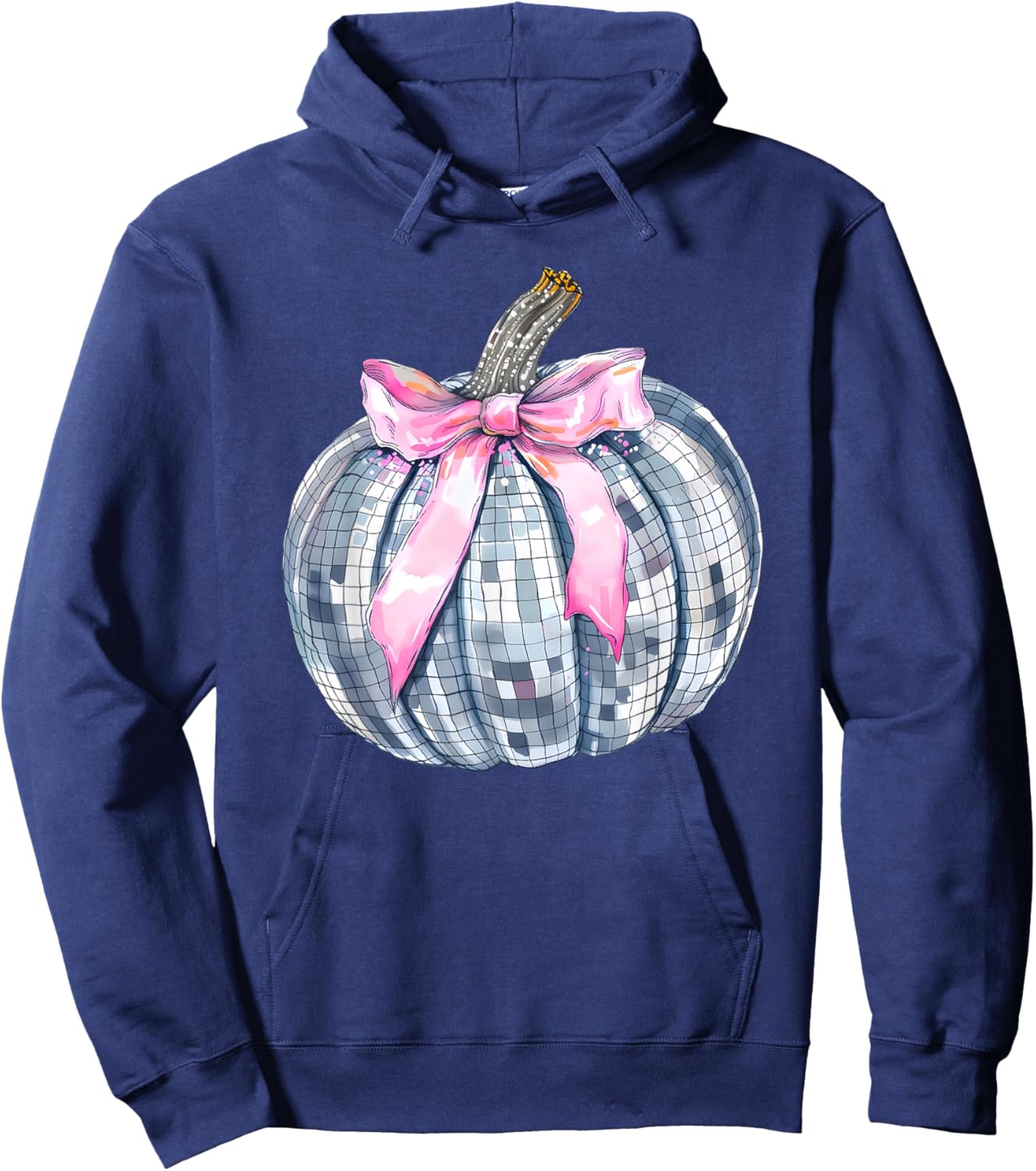 Retro Disco Ball Coquette Pumpkin Halloween Thanksgiving Hoodie - Hoodie | Navy