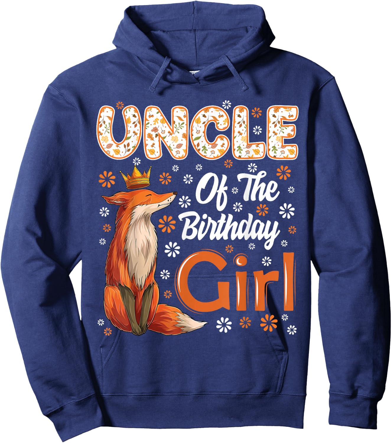 Uncle Fox Animal Lovers Birthday Girl Fox B-day Family Hoodie - Hoodie | Navy