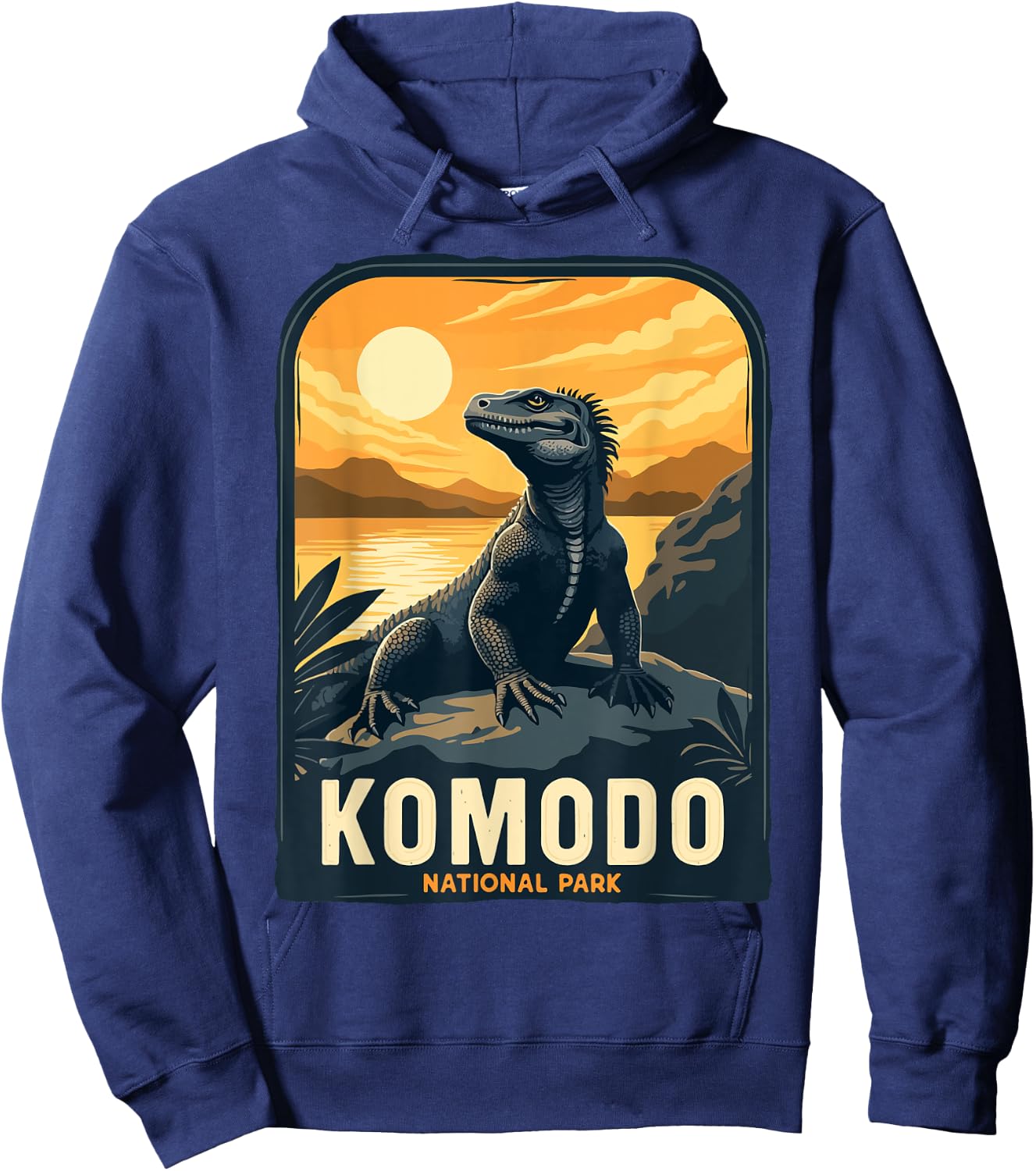 Komodo National Park Indonesia Retro Komodo Dragon Hoodie - Hoodie | Navy