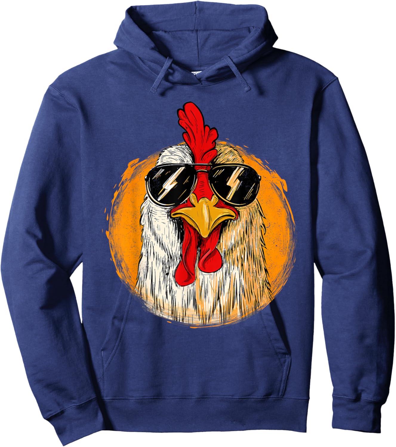 Hipster Chicken With Sunglasses - Retro Vintage Farm Rancher Hoodie - Hoodie | Navy