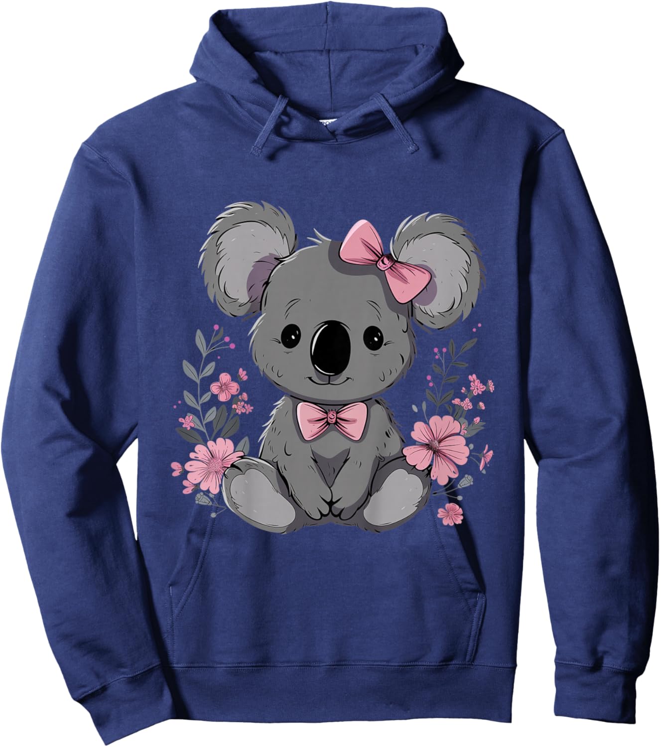 Koala Cute Kawaii Koala Bear Pink Bow Flowers Girls Kids Hoodie - Hoodie | Navy