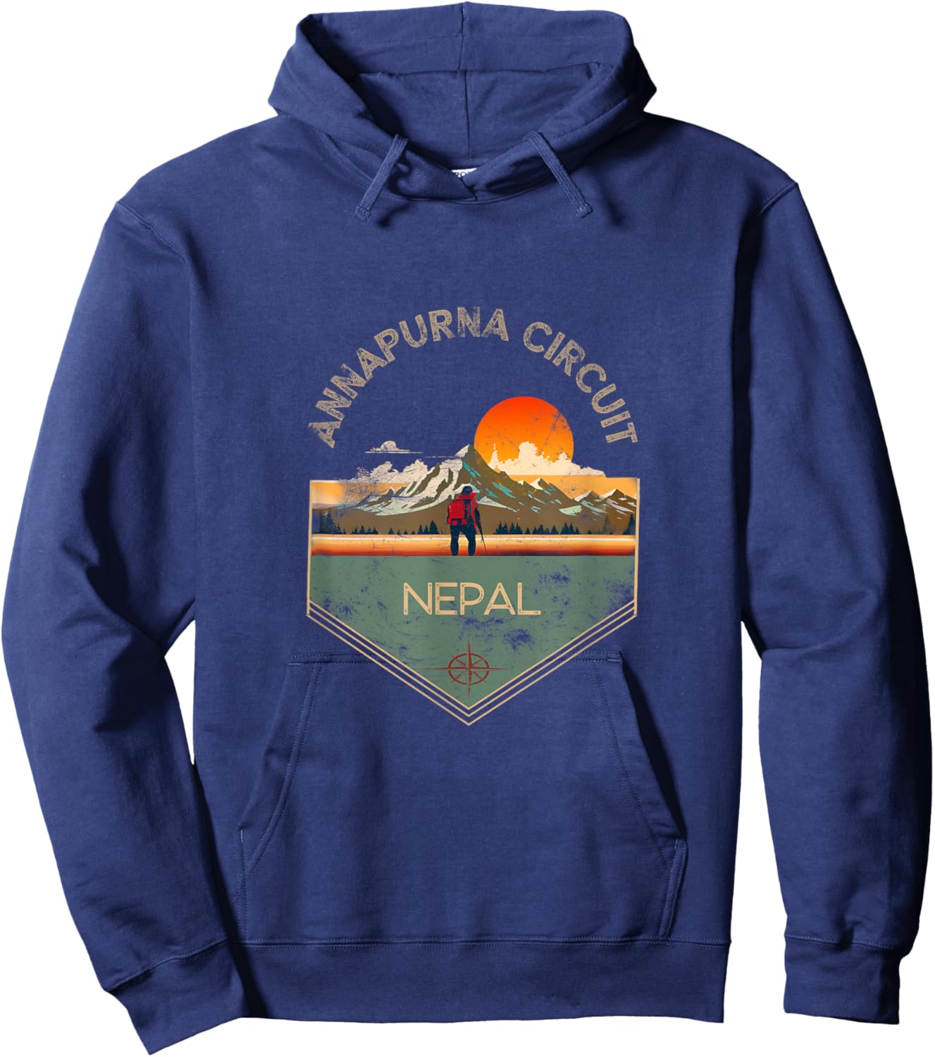 Annapurna Circuit Retro Vintage Hiking Apparel - Souvenir Hoodie - Hoodie | Navy