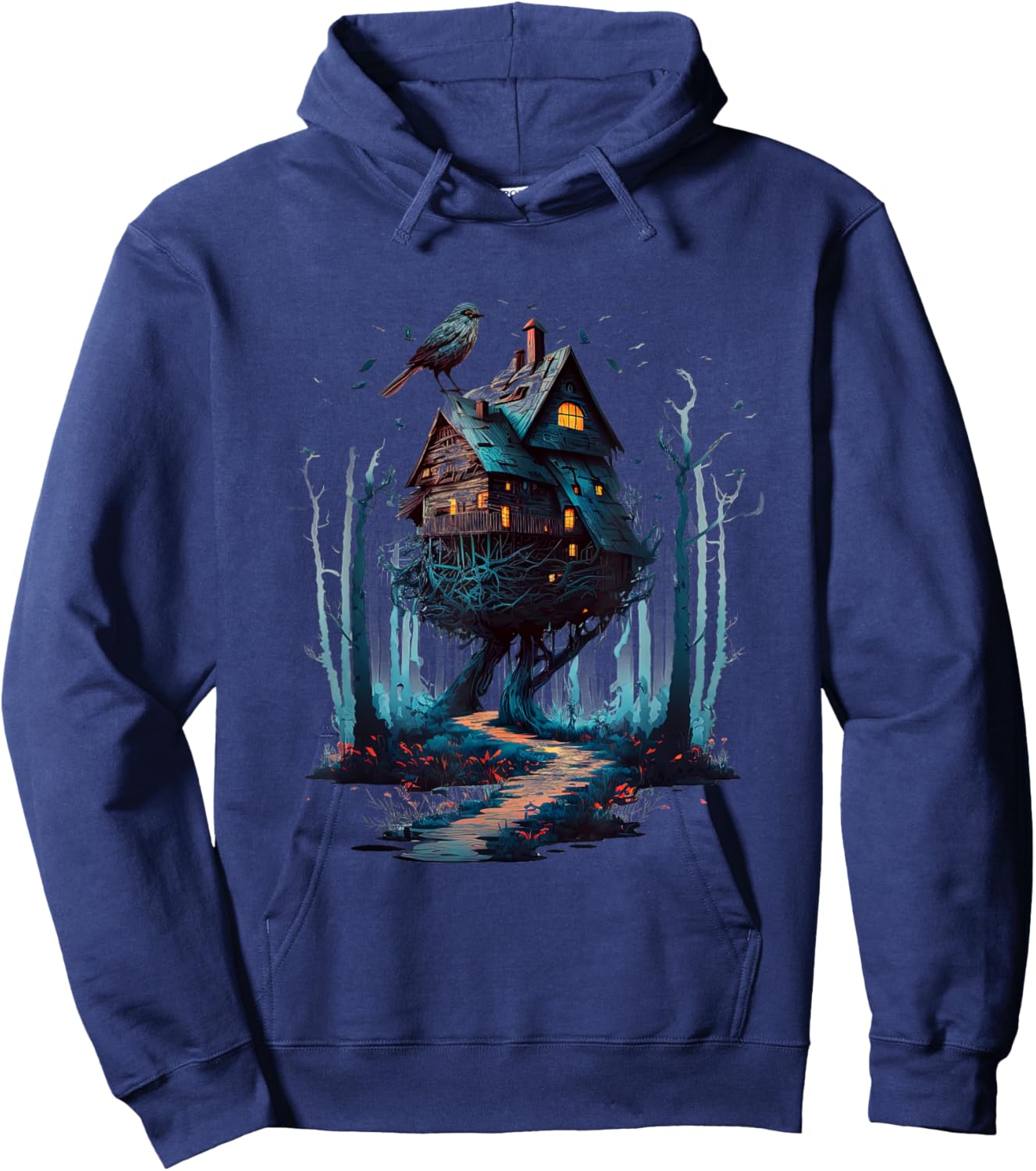 Walking House on Chicken Legs Slavic folklore Baba Yaga Art Hoodie - Hoodie | Navy