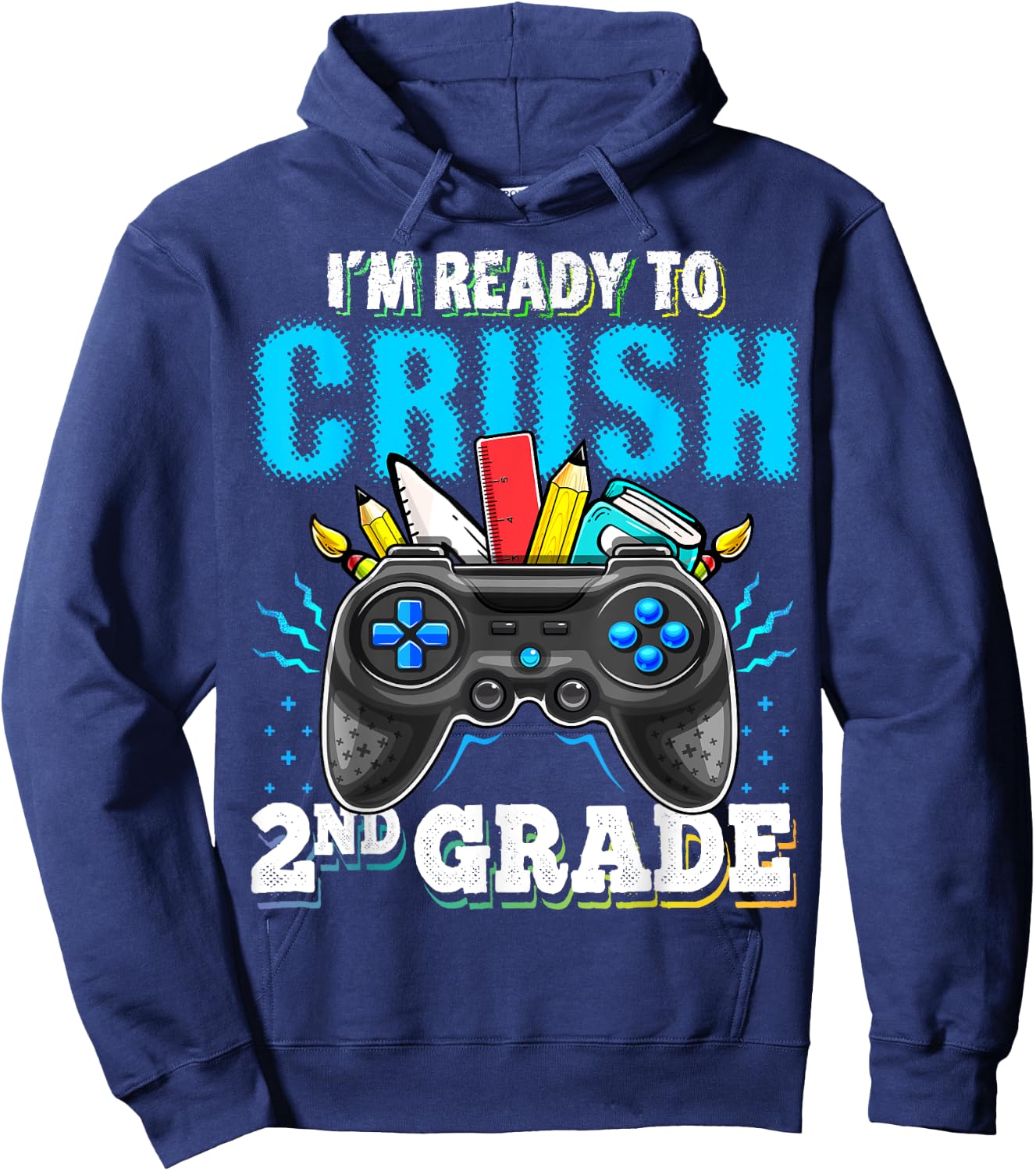 I'm Ready to Crush 2nd Grade Back to School Video Game Boys Hoodie - Hoodie | Navy