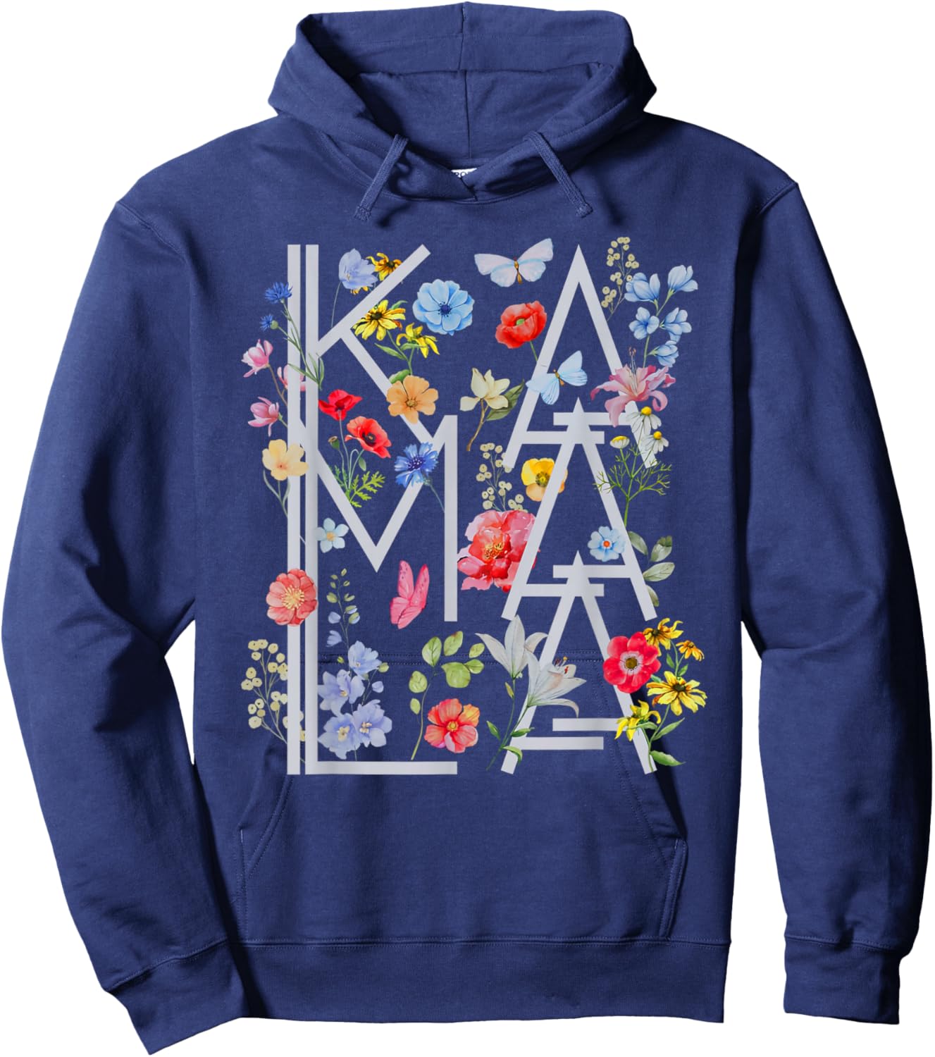 Kamala Harris Vintage Floral Feminine First Female President Hoodie - Hoodie | Navy