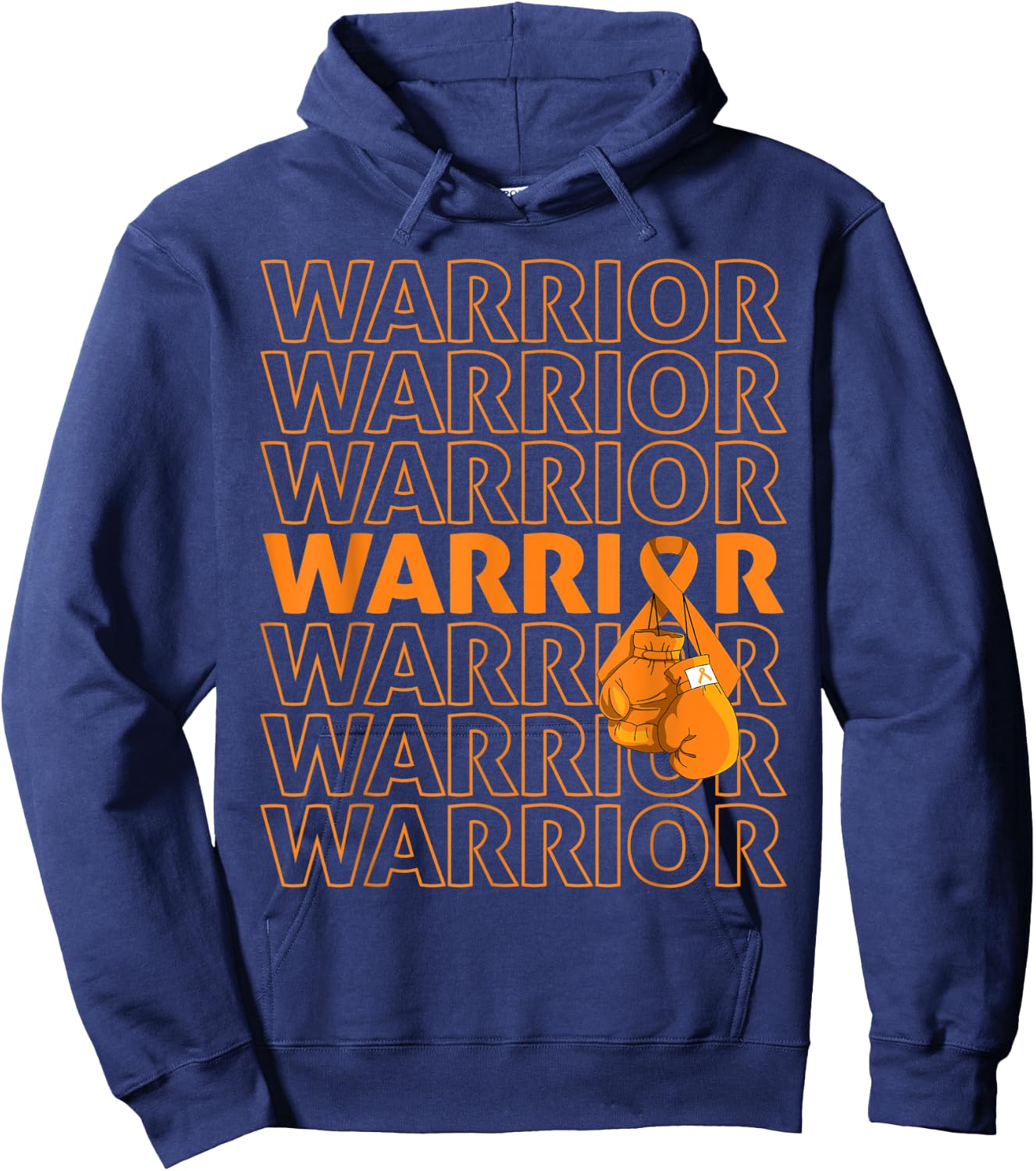 Leukemia Awareness Warrior Orange Ribbon Boxing Gloves Hoodie - Hoodie | Navy