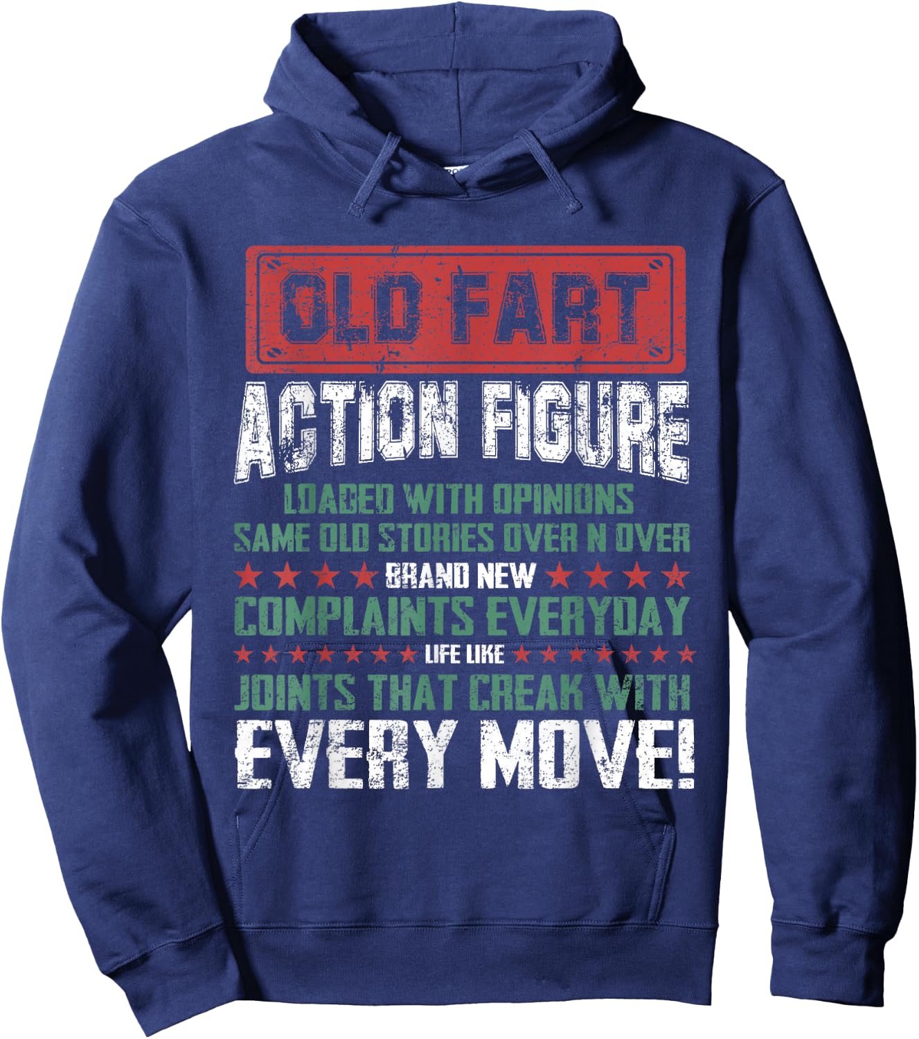 Old Fart Action Figure Vintage Distressed Retirement Gift Hoodie - Hoodie | Navy