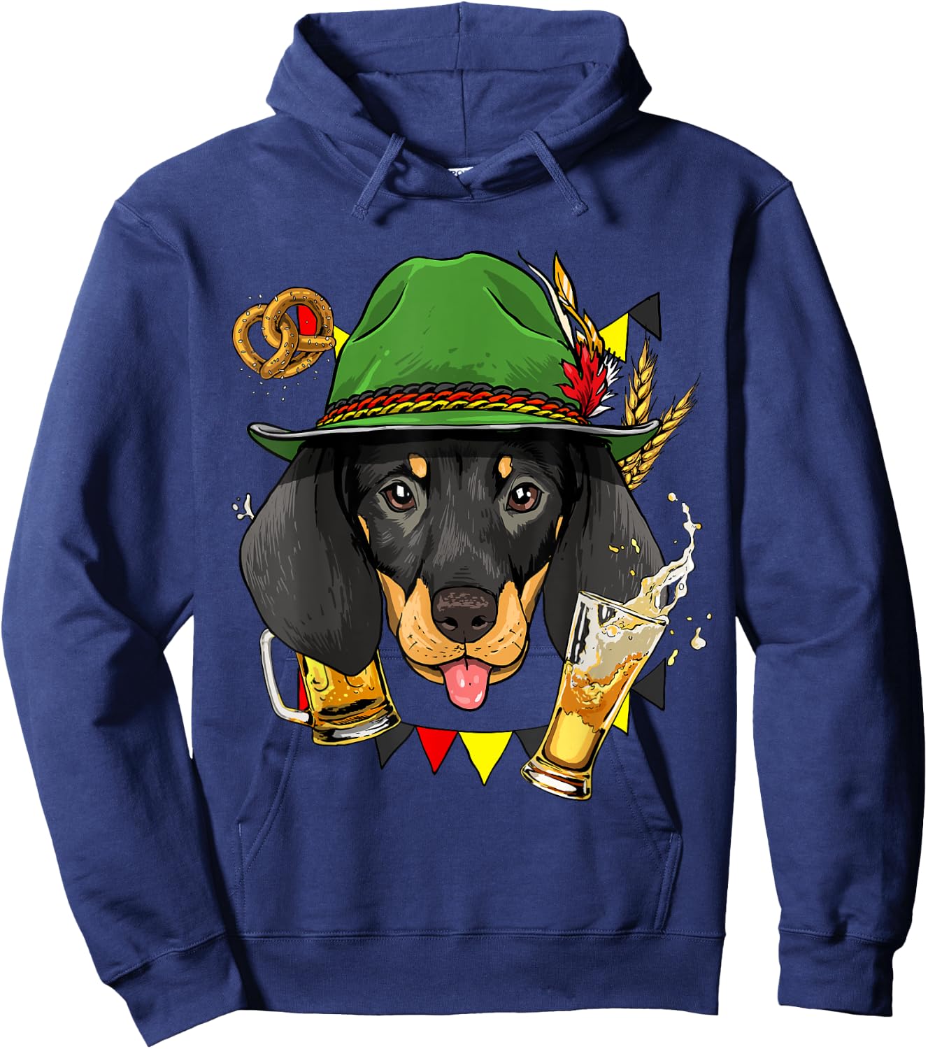 Oktoberfest Dachshund Germany Beer Fest Sausage Weiner Dog Hoodie - Hoodie | Navy