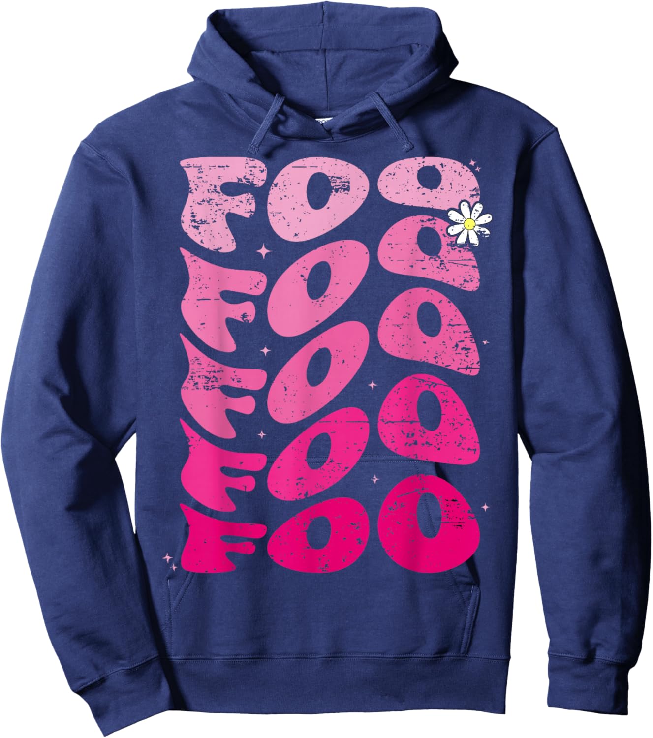 Foo First Name I Love Foo Girl Groovy 80's Vintage Hoodie - Hoodie | Navy