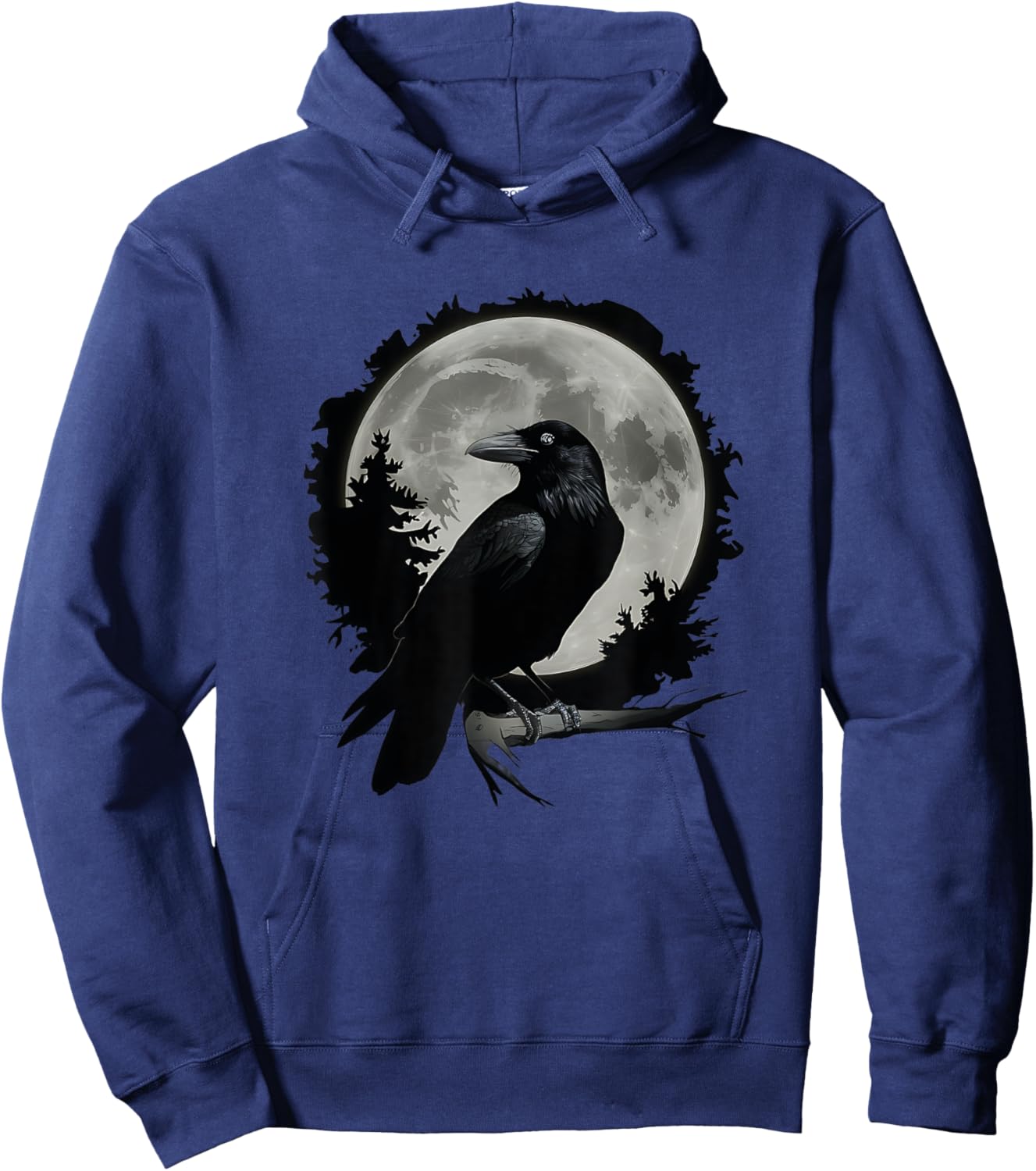 Full Moon Raven Women Men Kid Black art Black Bird Crow Moon Hoodie - Hoodie | Navy