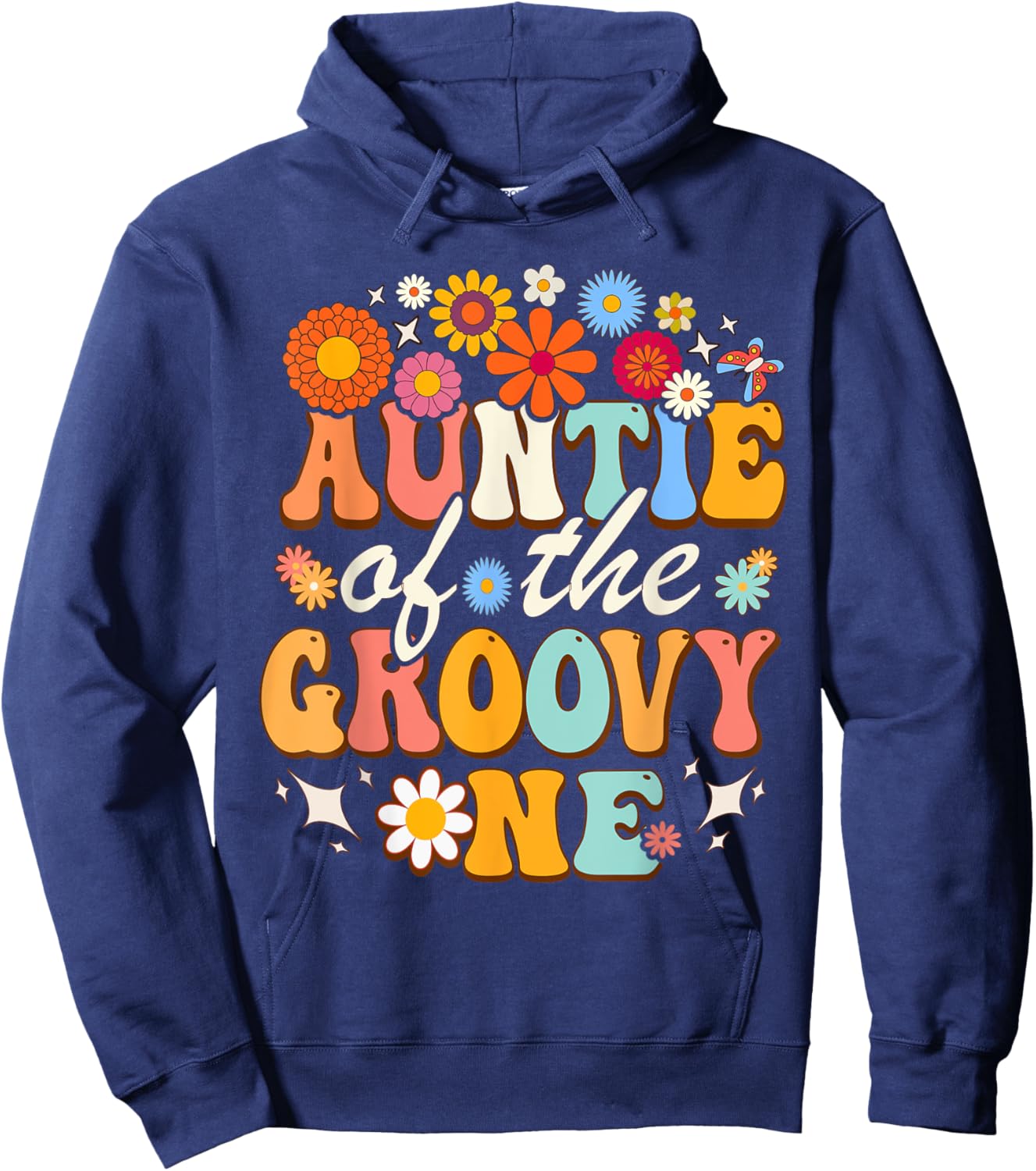 Auntie of Groovy One Matching Family First Birthday Party Hoodie - Hoodie | Navy