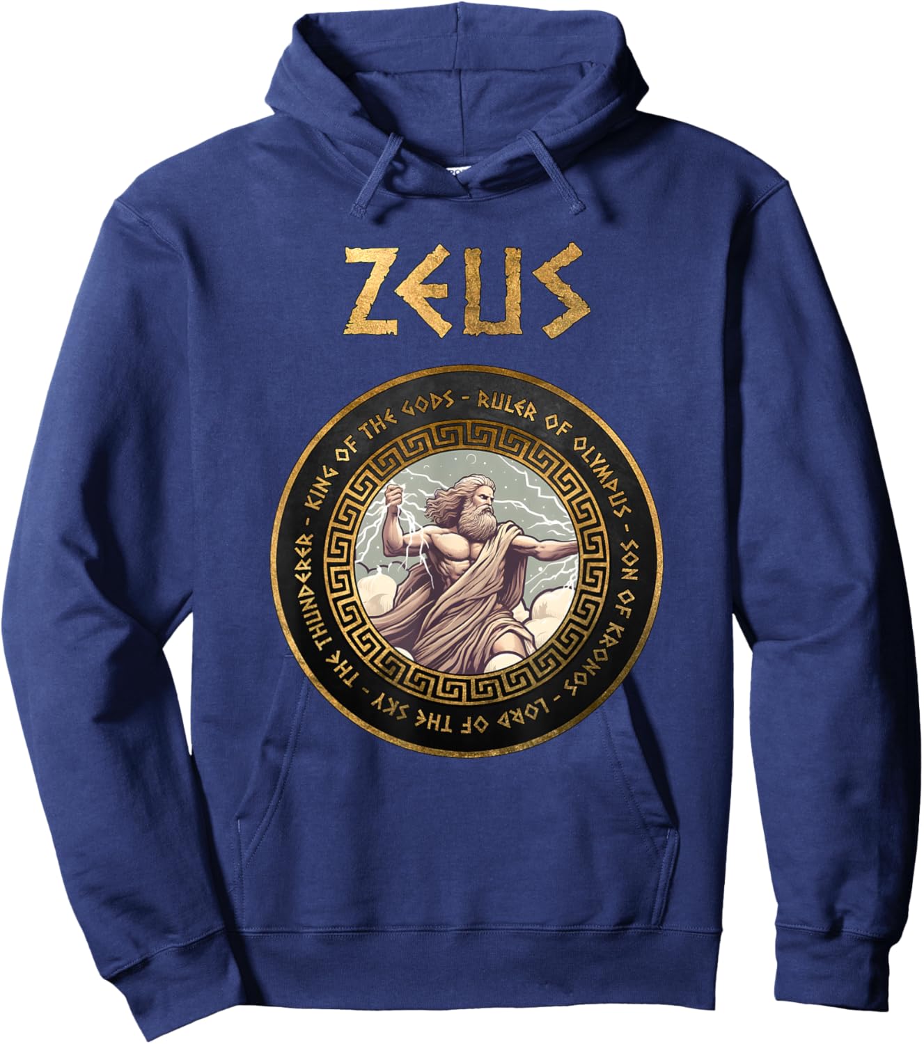 Agema Apparel Zeus Greek God Ancient Greek Mythology , Small, Black Hoodie - Hoodie | Navy