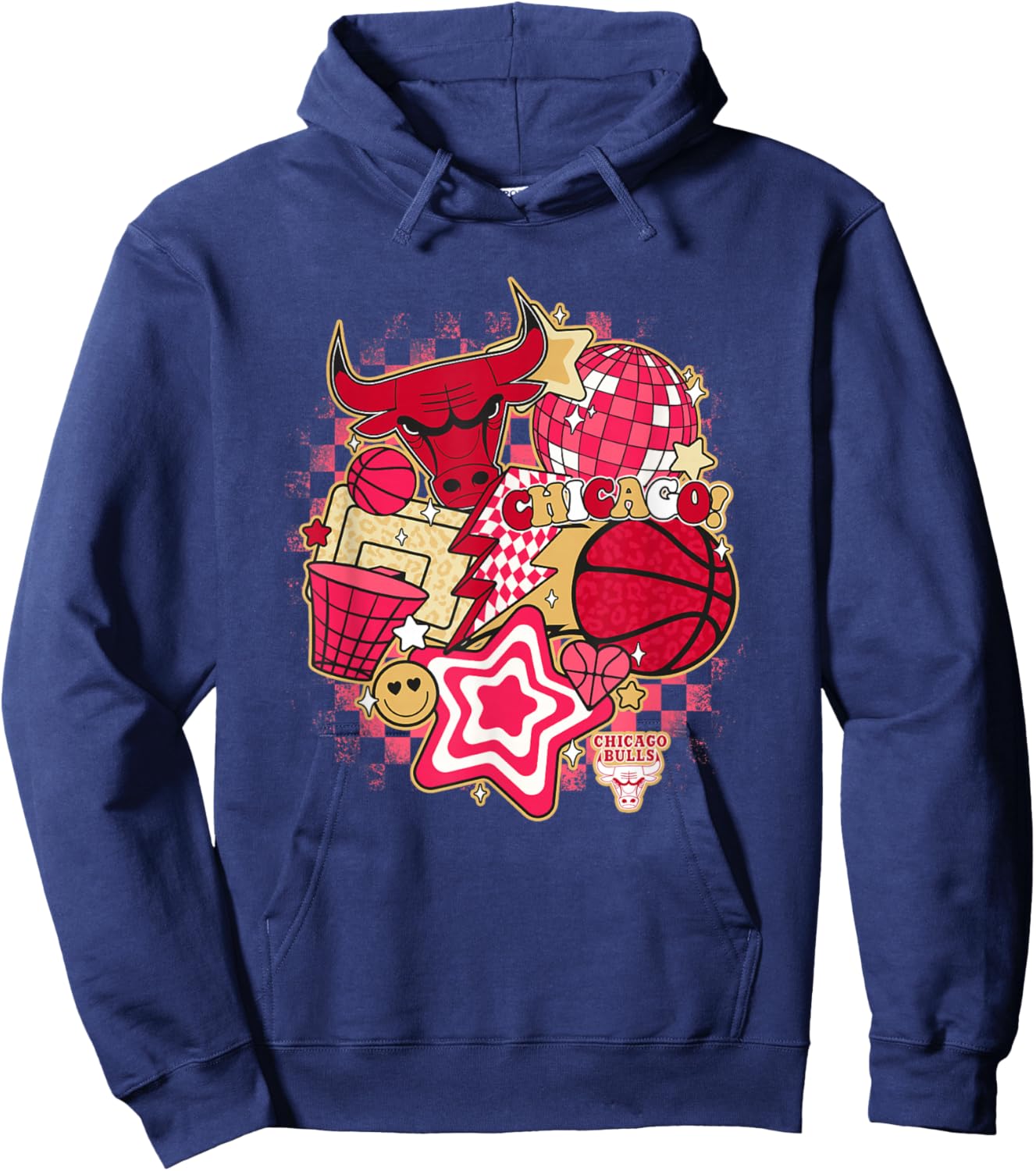 NBA Chicago Bulls Psychedelic Basketball Collage Hoodie - Hoodie | Navy