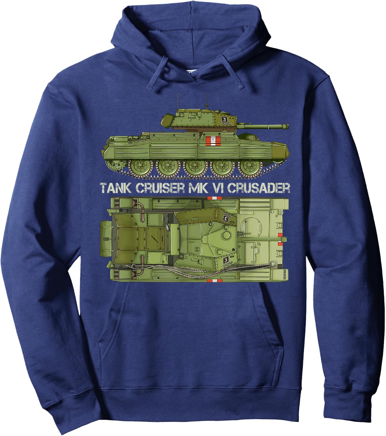 Tank Cruiser Mk VI Crusader British WW2 Diagram Hoodie - Hoodie | Navy