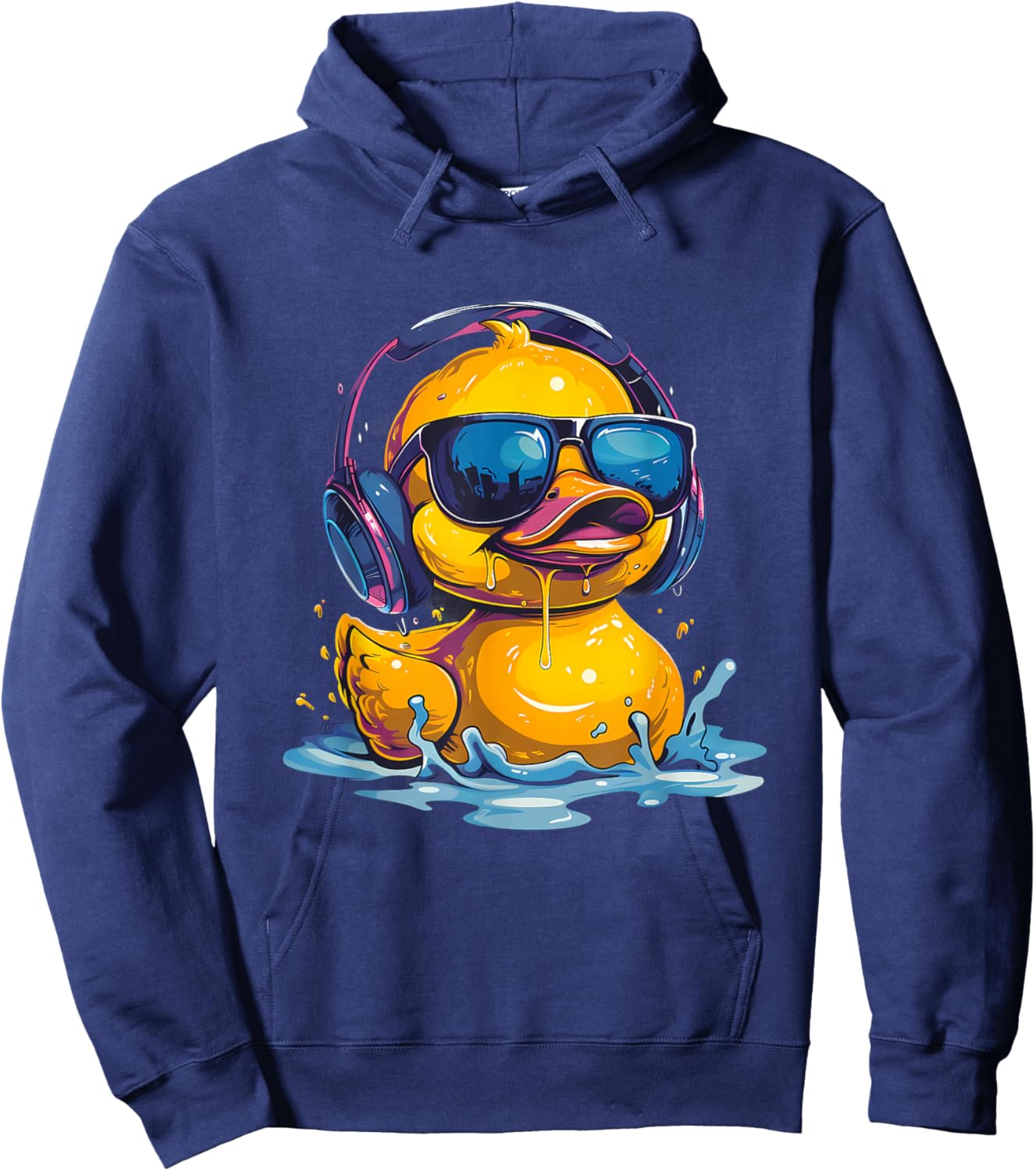 Rubber Duck Techno DJ Rubber Duckling Music Headphones Hoodie - Hoodie | Navy