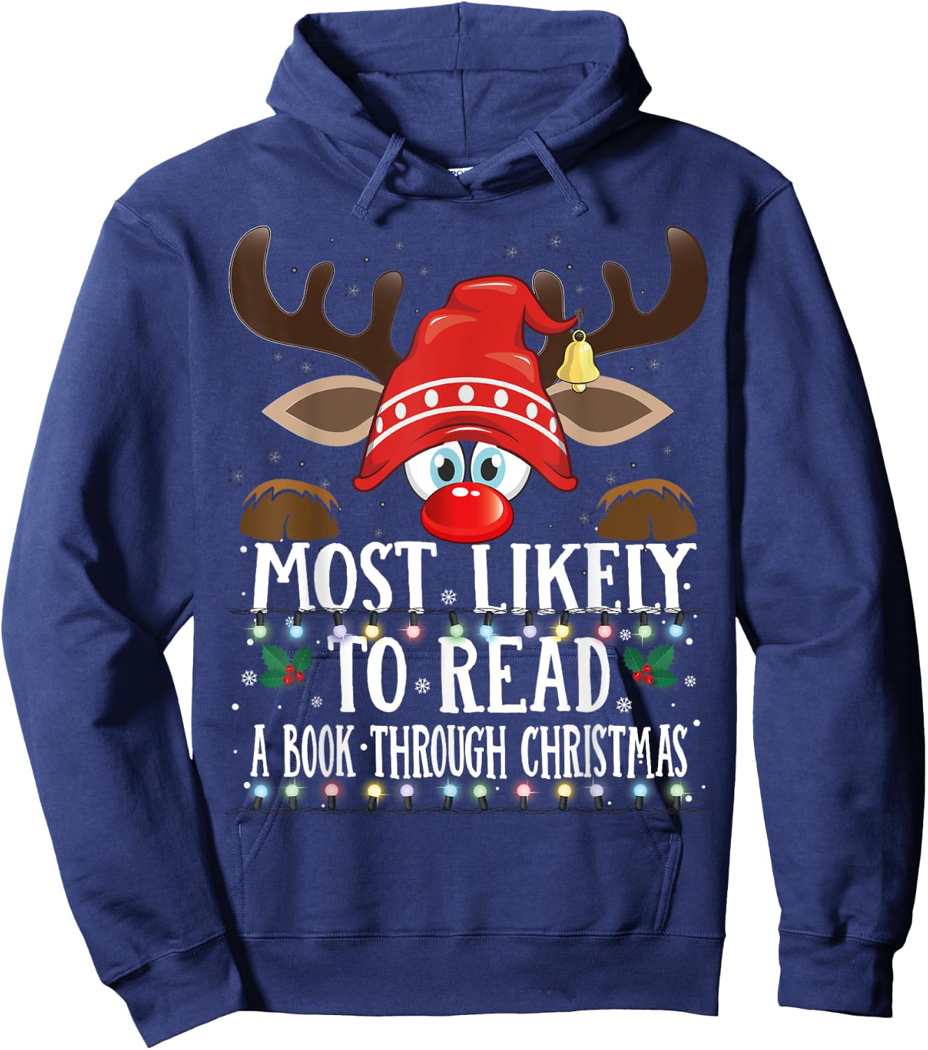 Christmas Matching Most Likely To Read A Book PJS Hoodie - Hoodie | Navy