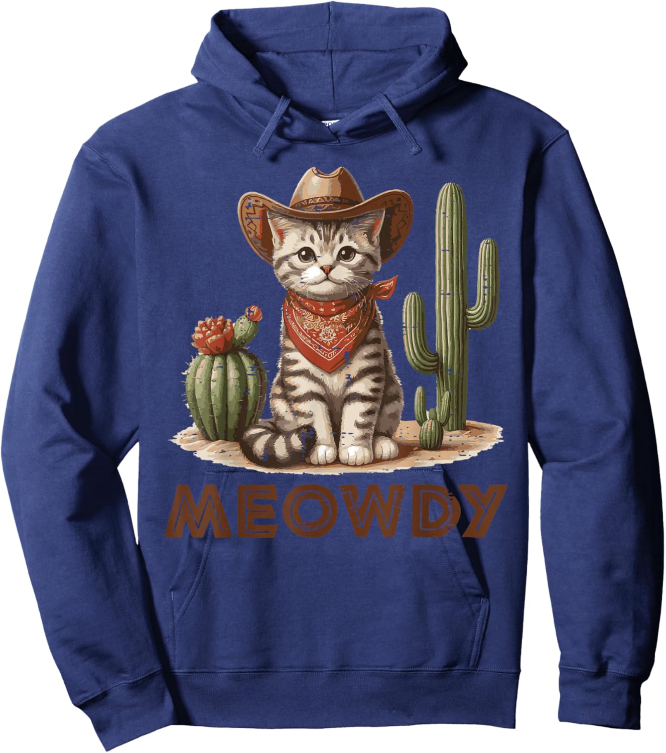 Cat Cowboy Hat Cactus Meowdy Cute Kitten Kitty Women Men Kid Hoodie - Hoodie | Navy