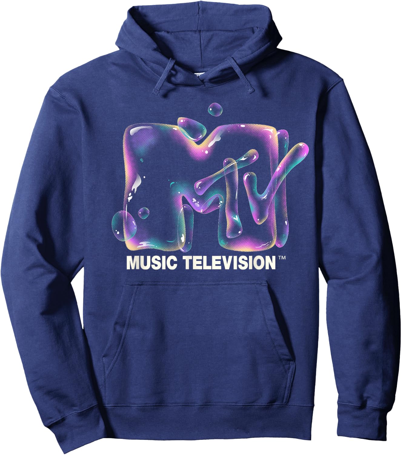Mademark x MTV - MTV Logo Soap Bubbles Rainbow Detergent Liquid Bubble MTV Hoodie - Hoodie | Navy