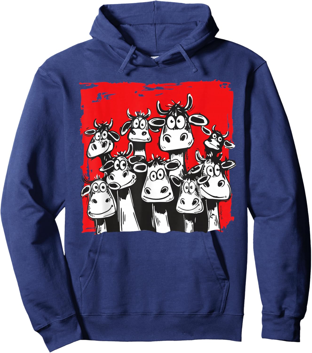 Kuhliebe Lustige Kuhillustration Lustige Kuhgesichter Hoodie - Hoodie | Navy
