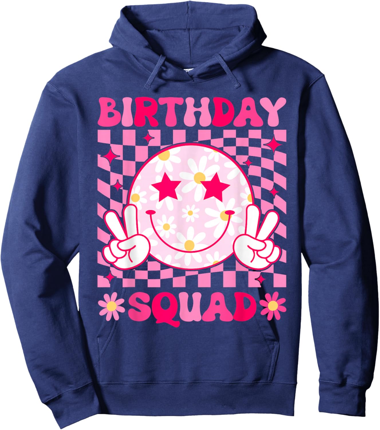 Birthday Squad Matching Birthday Family Group Bday Flower Hoodie - Hoodie | Navy