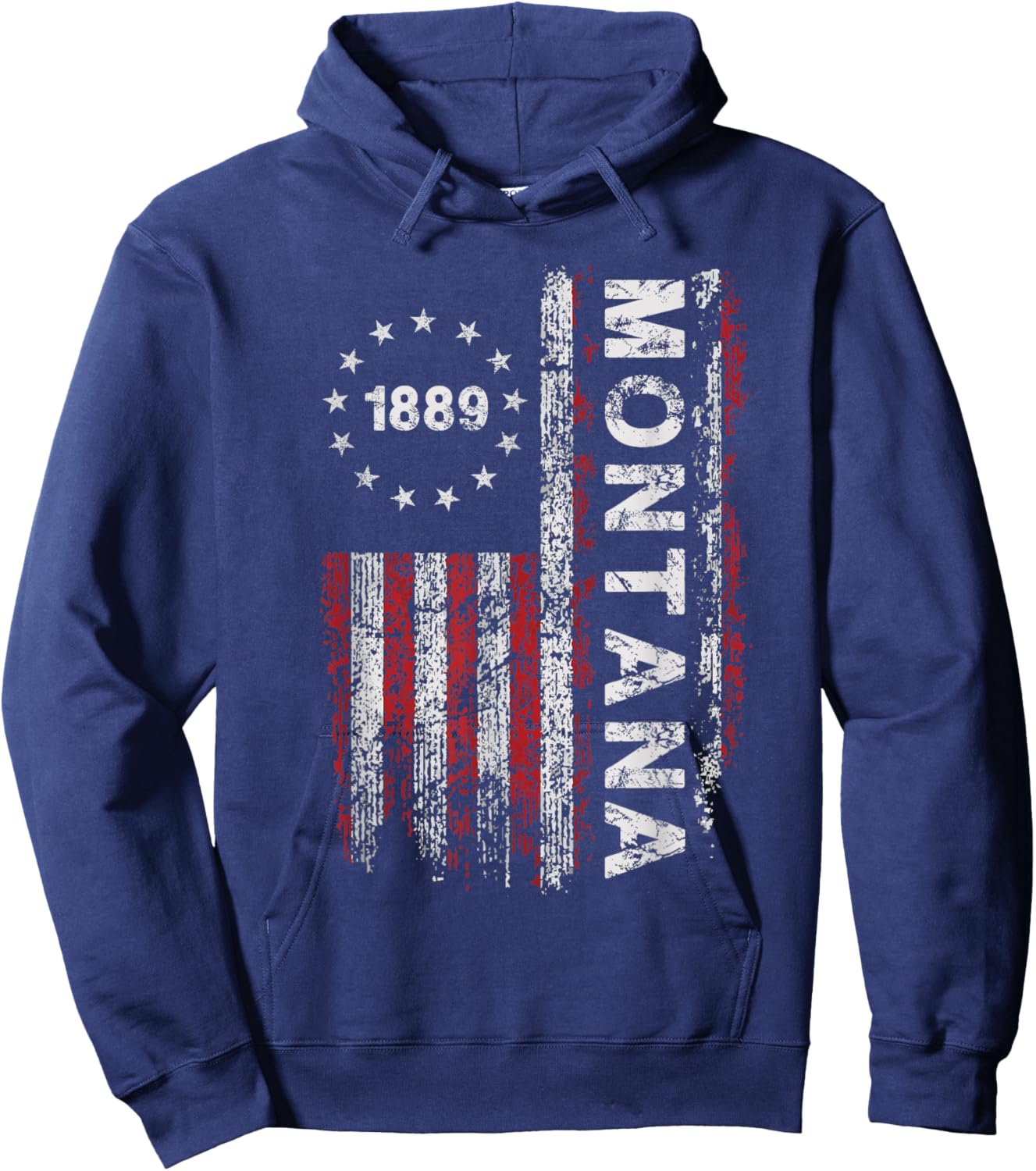 Montana State US Flag Vintage Women Youth Hoodie - Hoodie | Navy