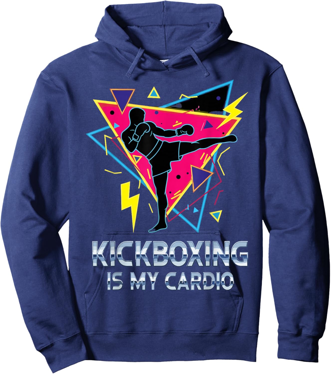 Kickboxing is My Cardio Retro Workout Martial Arts Boxing Hoodie - Hoodie | Navy