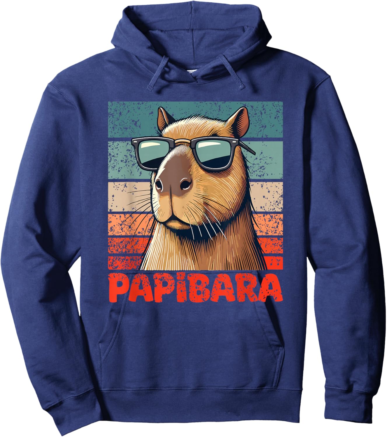 Papibara Meilleur Papa Pour La Fête Des Pères Capybara Hoodie - Hoodie | Navy
