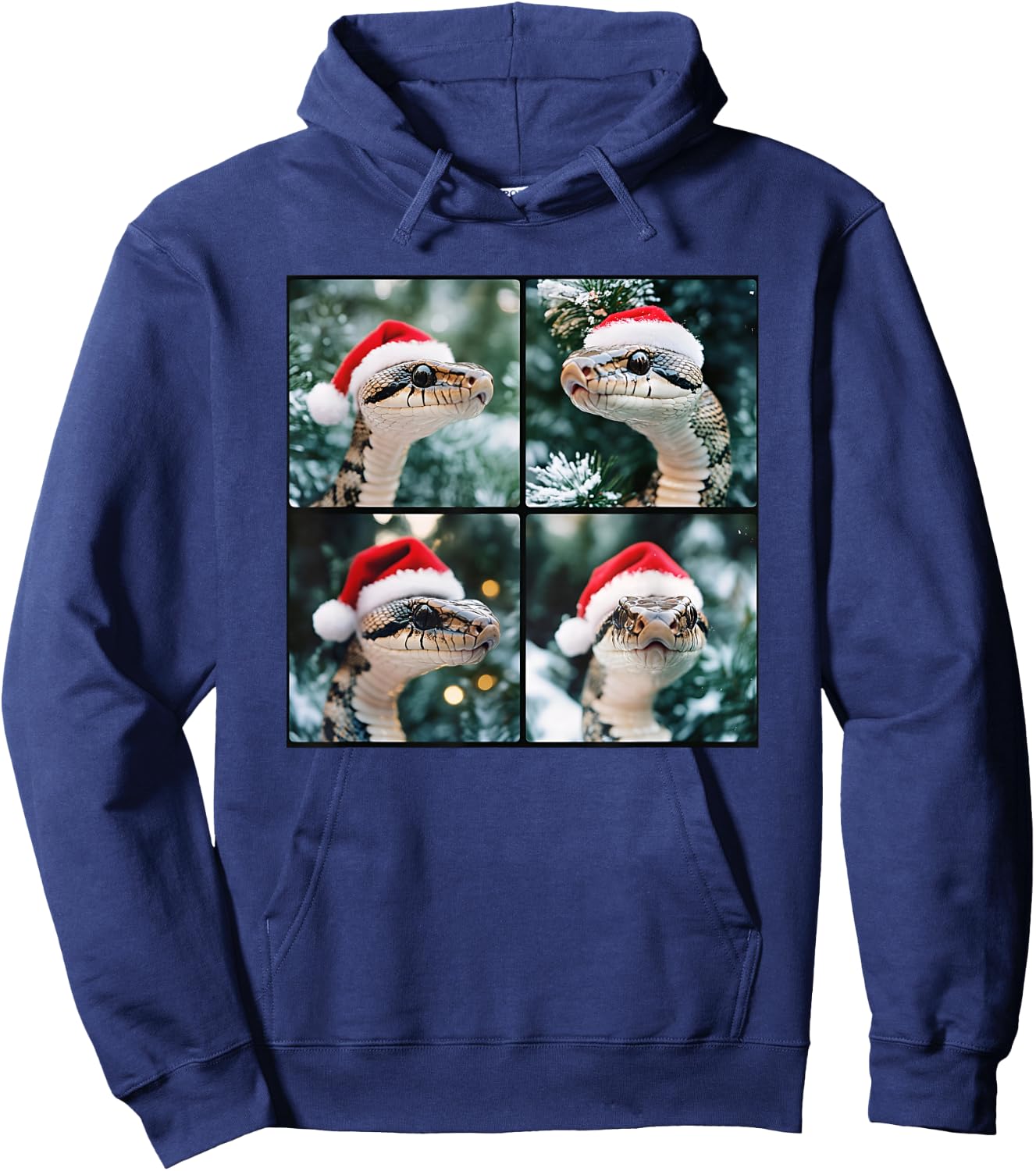 Snake Santa Hat Funny Christmas Snake Hoodie - Hoodie | Navy