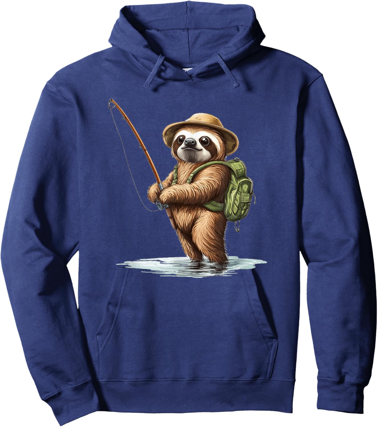 Catch the Fun with Sloth’s Fishing Adventure Outfit Hoodie - Hoodie | Navy