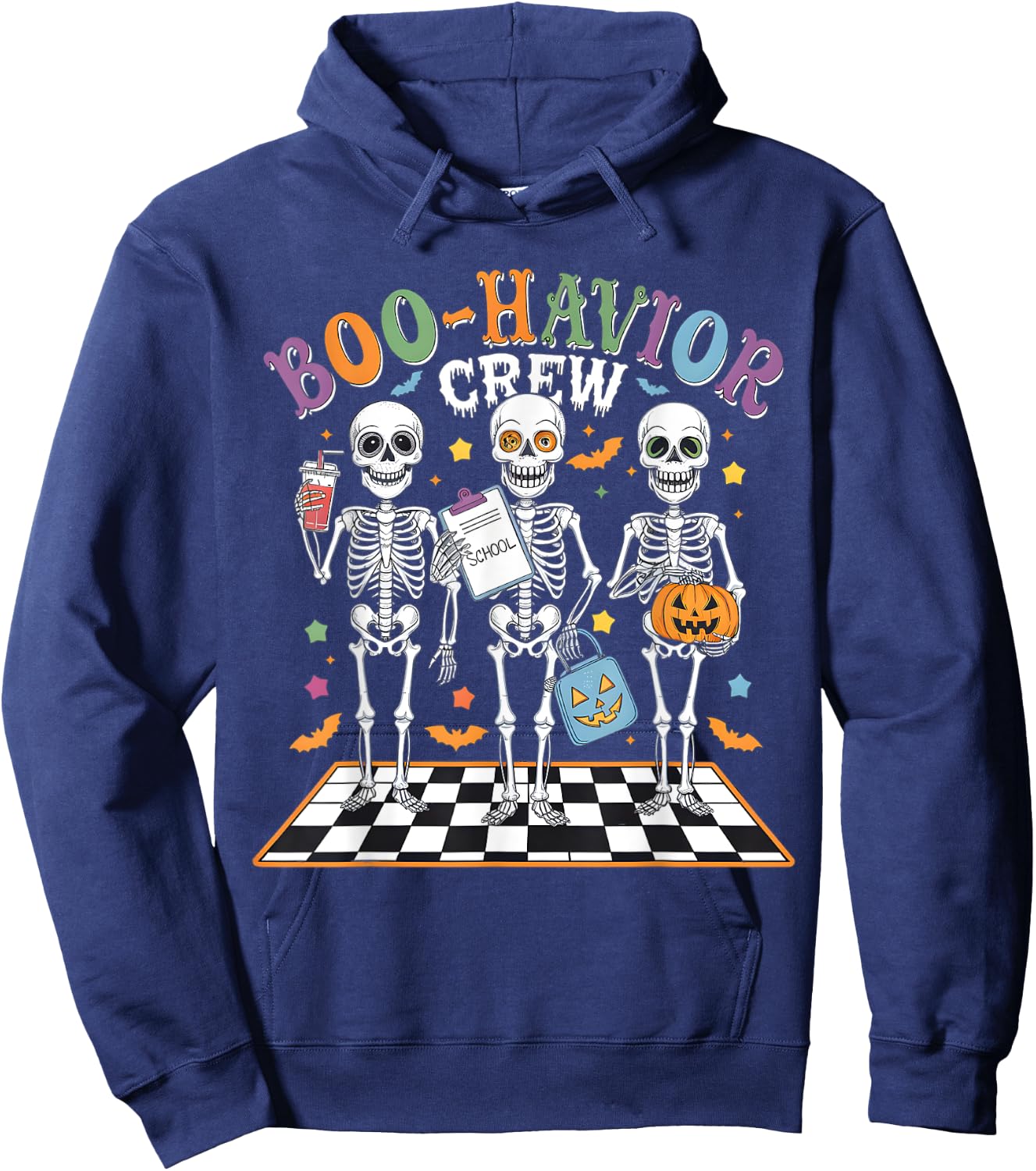 Boo-Havior Crew Behavior Analyst Skeletons Halloween ABA RBT Hoodie - Hoodie | Navy