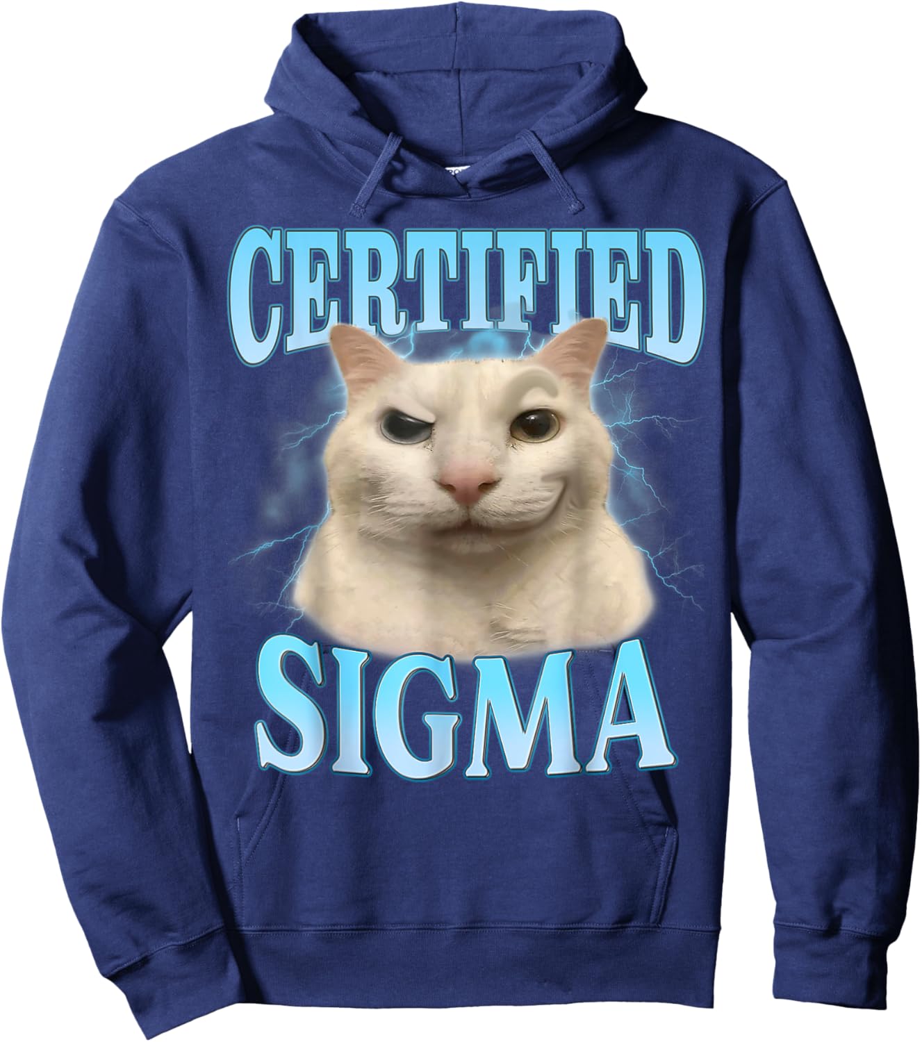 Certified Sigma Funny Cat Meme Humorous Joke Sarcastic Hoodie - Hoodie | Navy