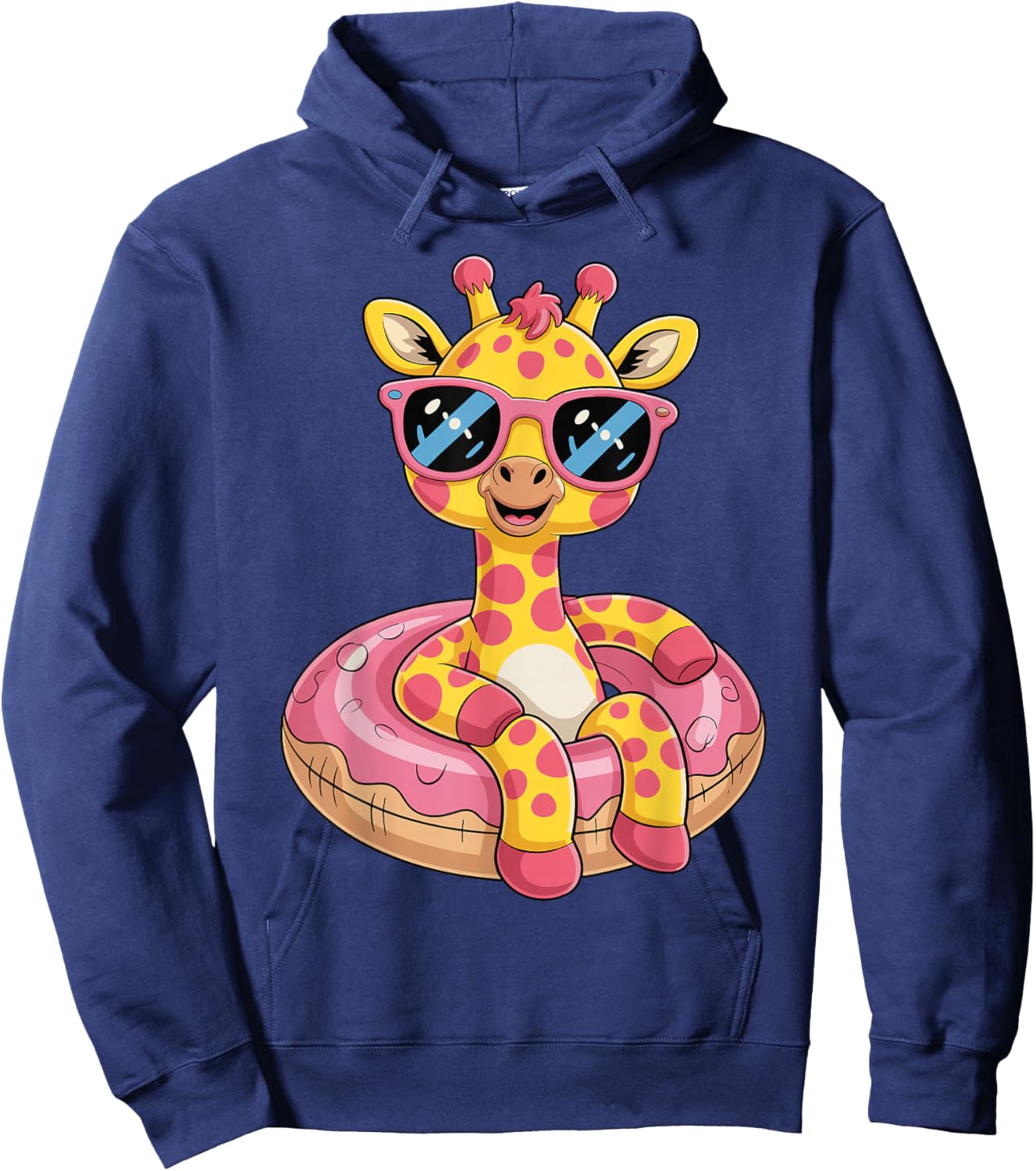 Cute Giraffe On Vacation Graphic Summer For Kids Girl Hoodie - Hoodie | Navy
