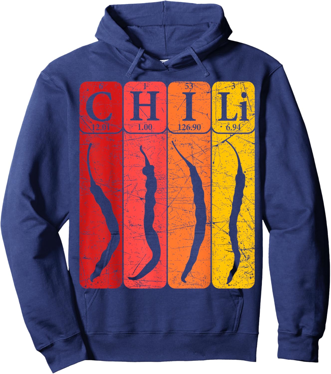Chili Periodic Table Elements Chili Pepper Spicy Food Retro Hoodie - Hoodie | Navy