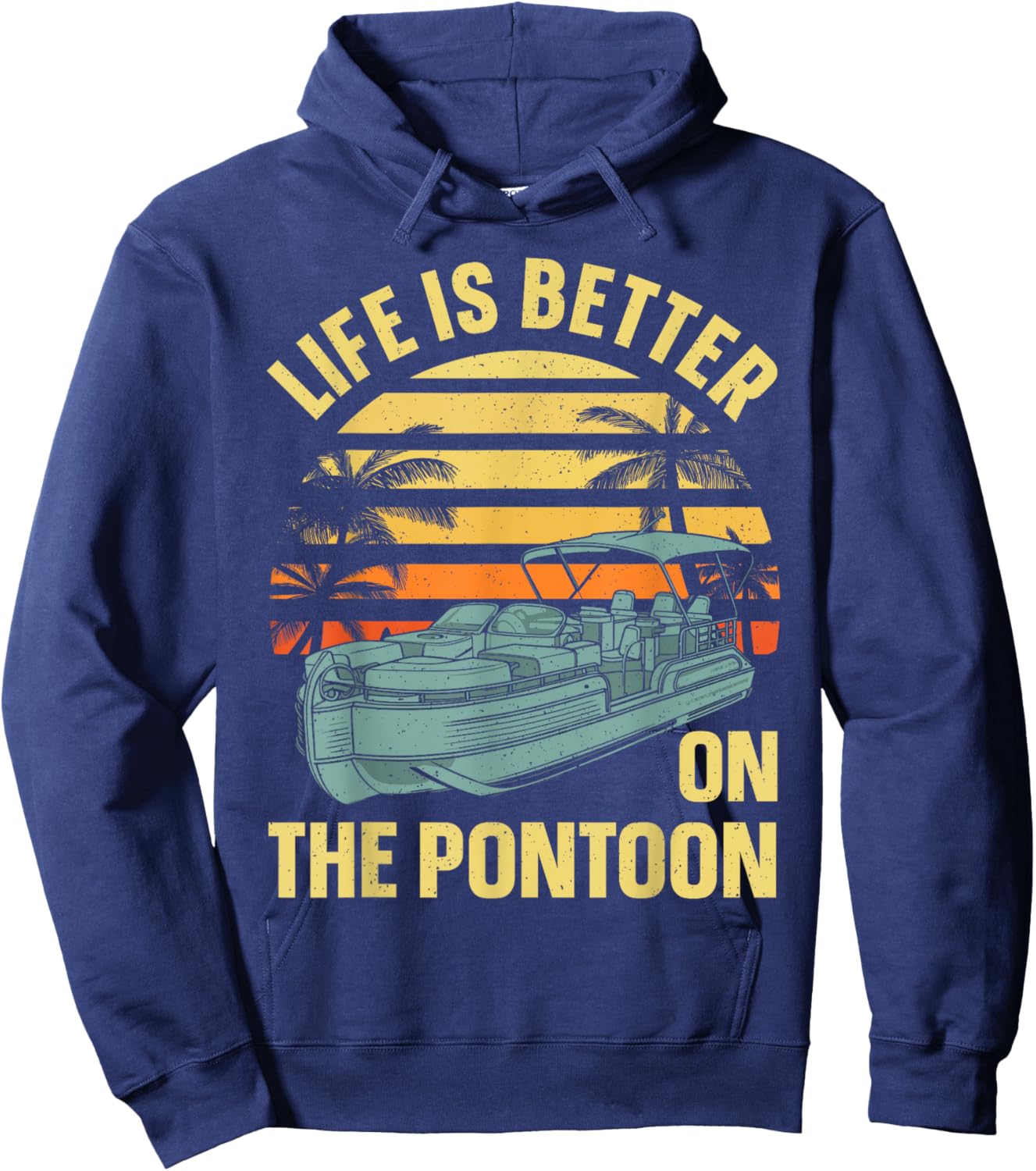 Funny Pontoon Boat Art Women Boating Pontoon Captain Hoodie - Hoodie | Navy