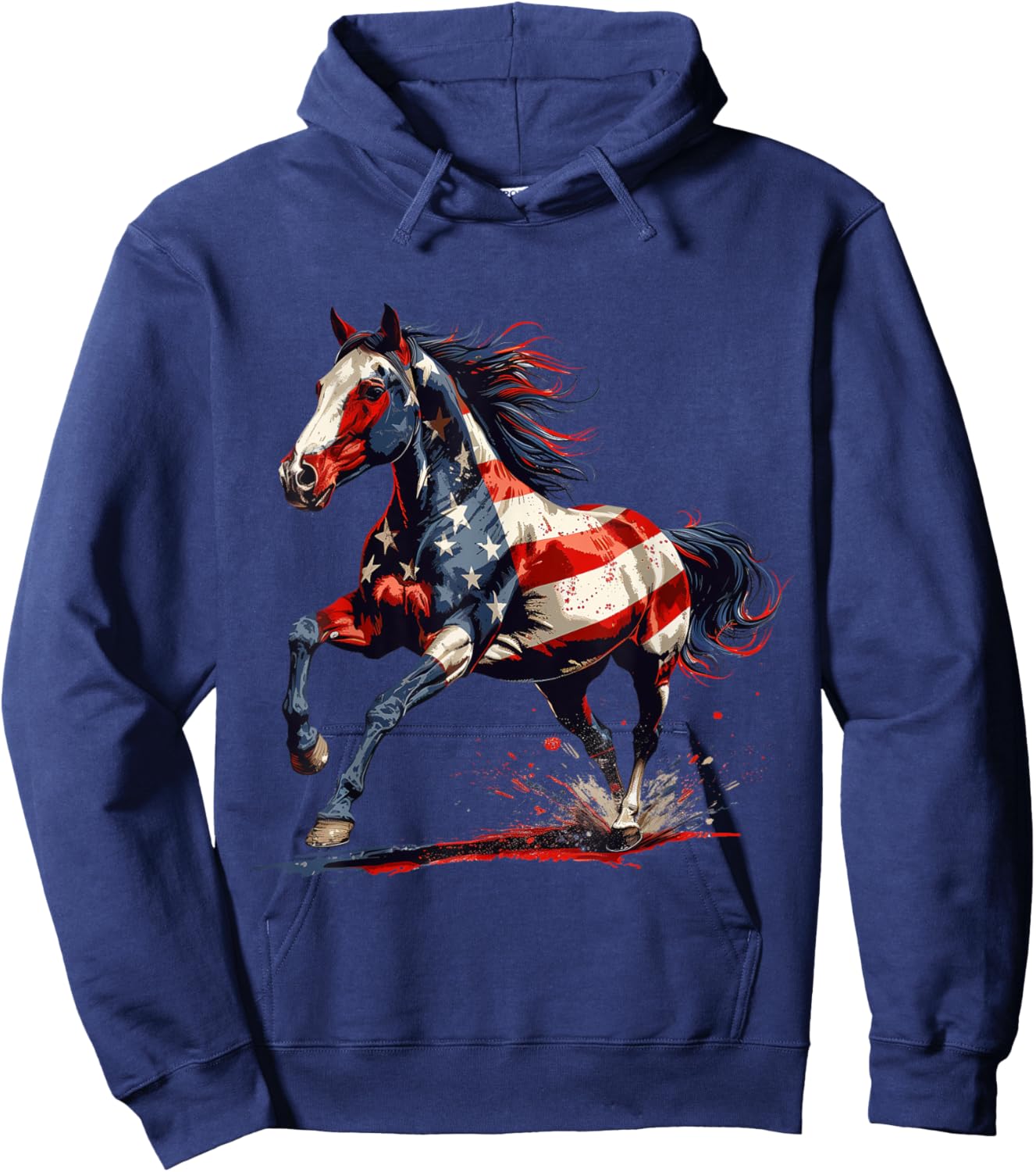 Patriotic Horse USA Flag Vintage Horse 4th Of July Women Men Hoodie - Hoodie | Navy