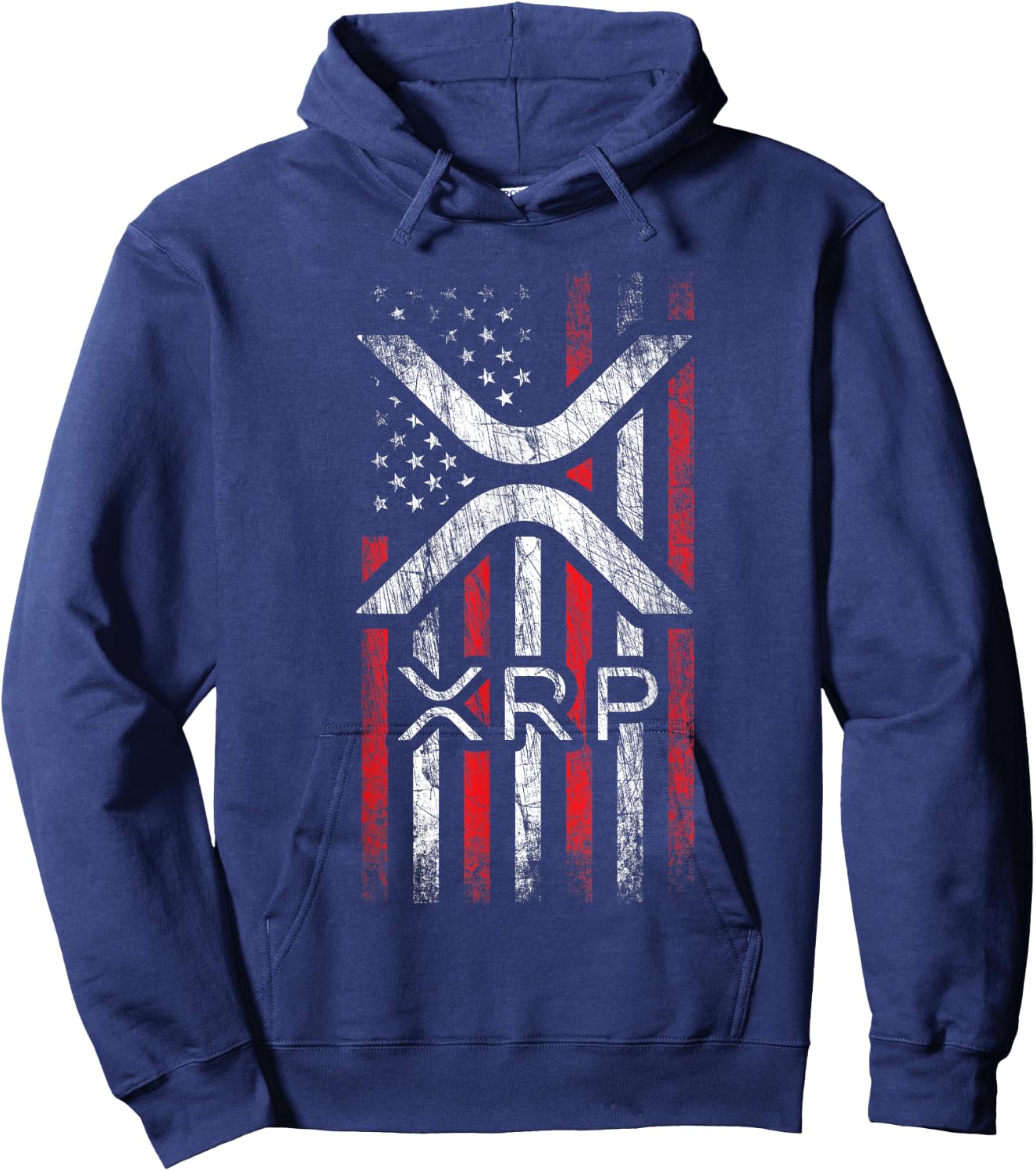 Crypto Currency - XRP Cryptocurrency - American Flag - XRP Hoodie - Hoodie | Navy